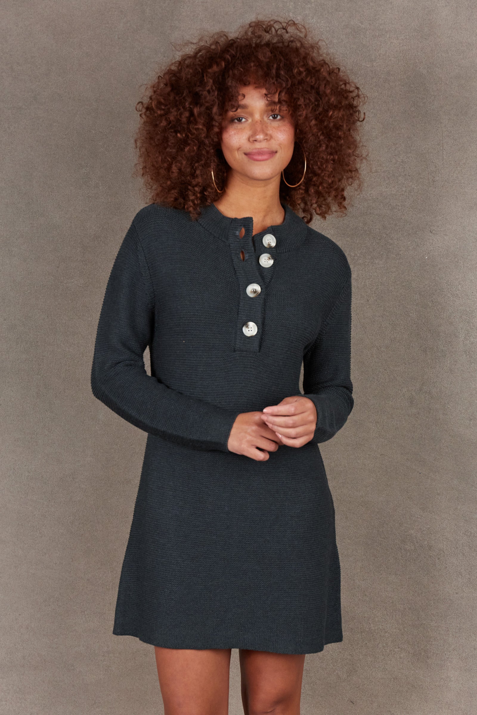 Britons Button Knit Top/Dress - Graphite - eb&ive Clothing - Knit Top/Dress