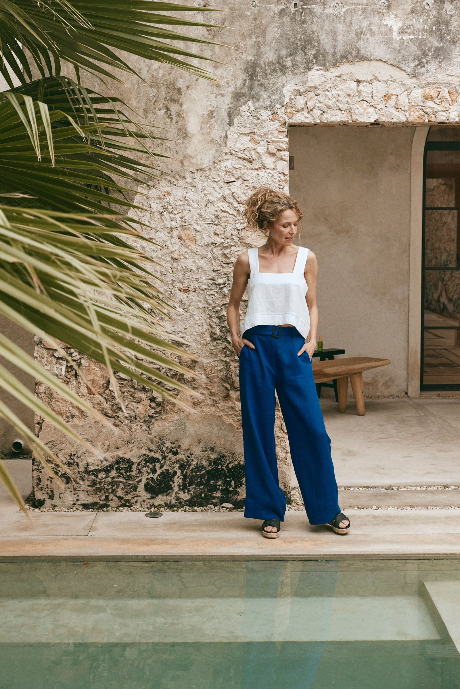 Halcyon Pant - Cobalt - eb&ive Clothing - Pant Wide Linen