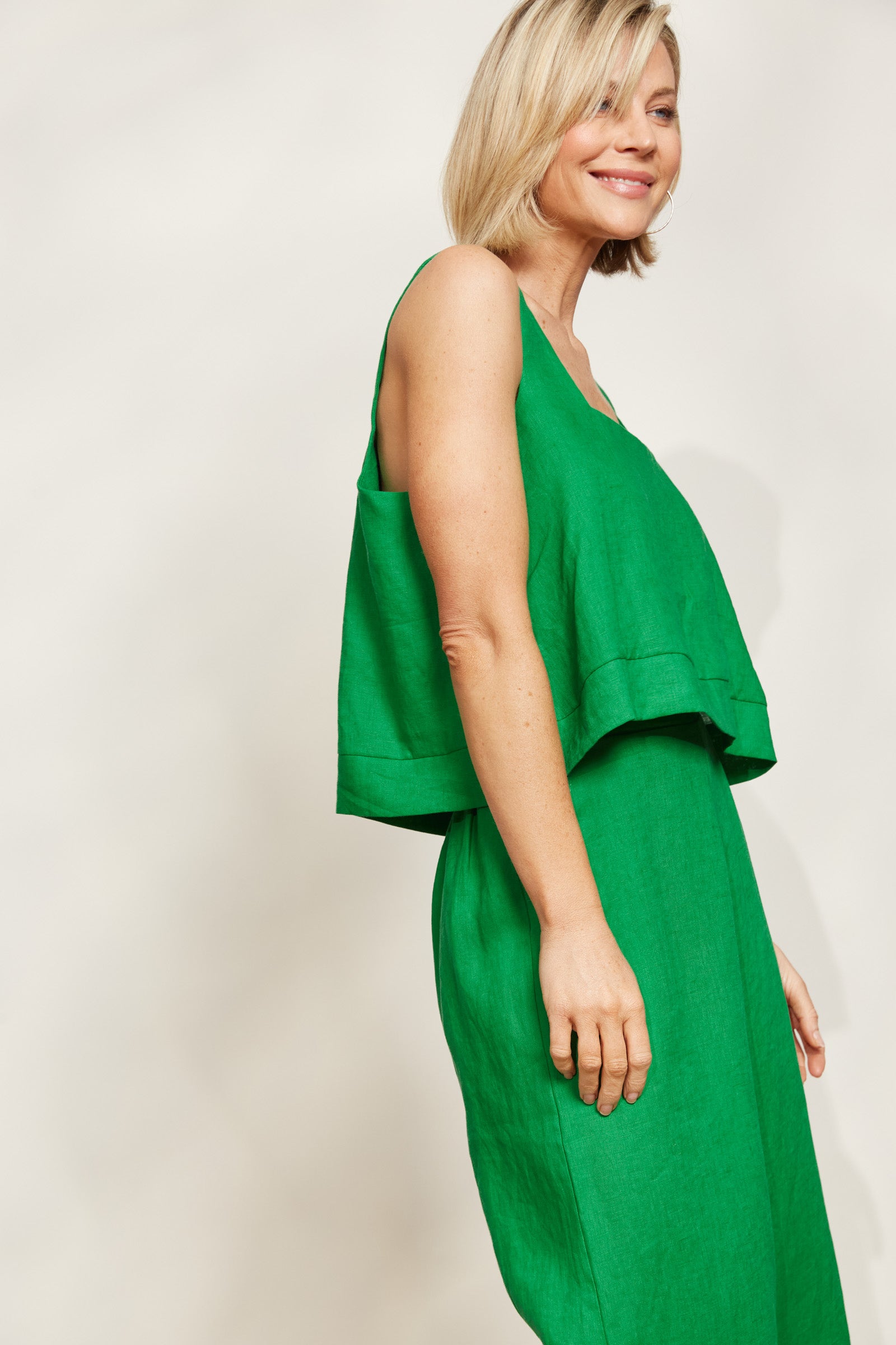 Halcyon Tank - Emerald - eb&ive Clothing - Top Sleeveless Linen