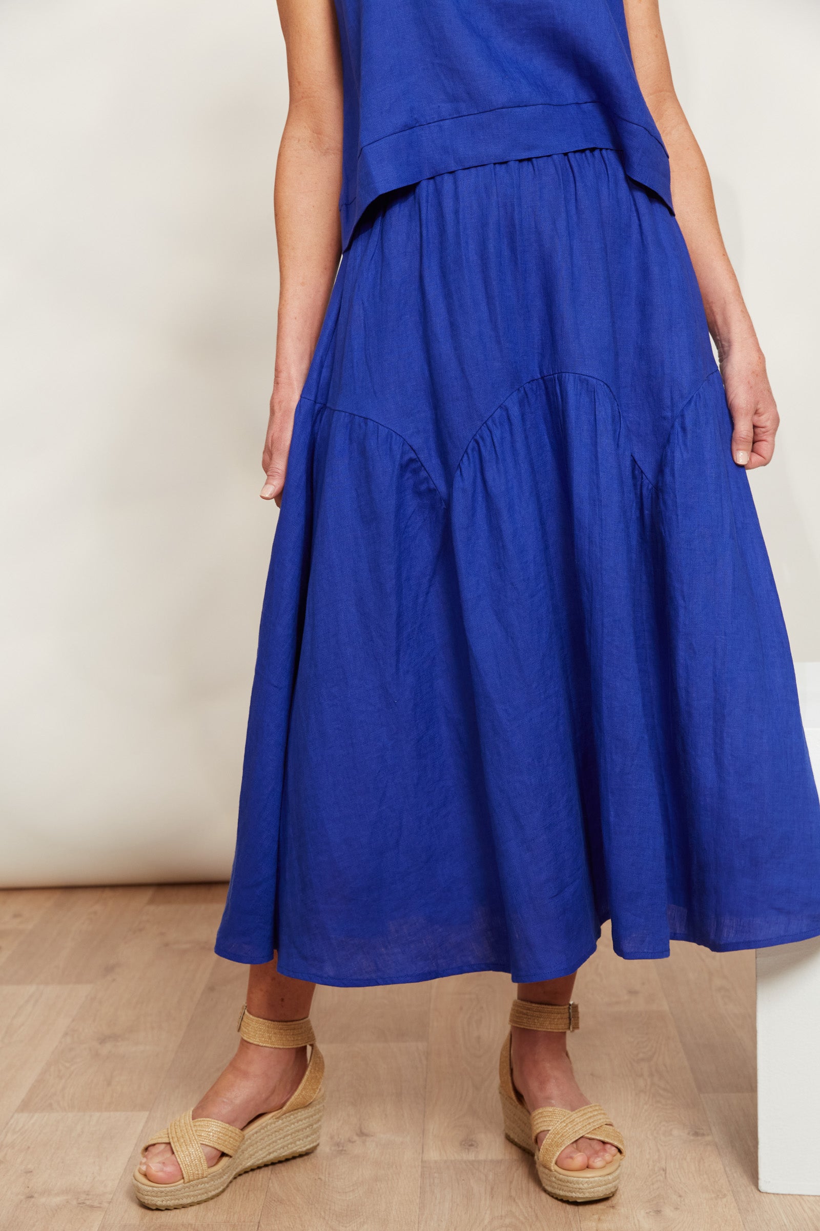 Halcyon Skirt - Cobalt - eb&ive Clothing - Skirt Mid Linen