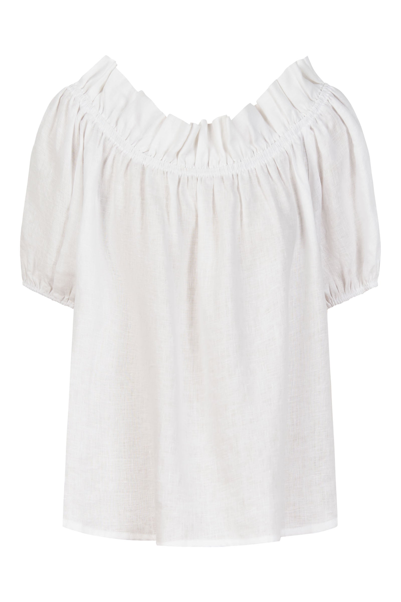 Halcyon Ruched Top - Opal - eb&ive Clothing - Top Cap Sleeve Linen