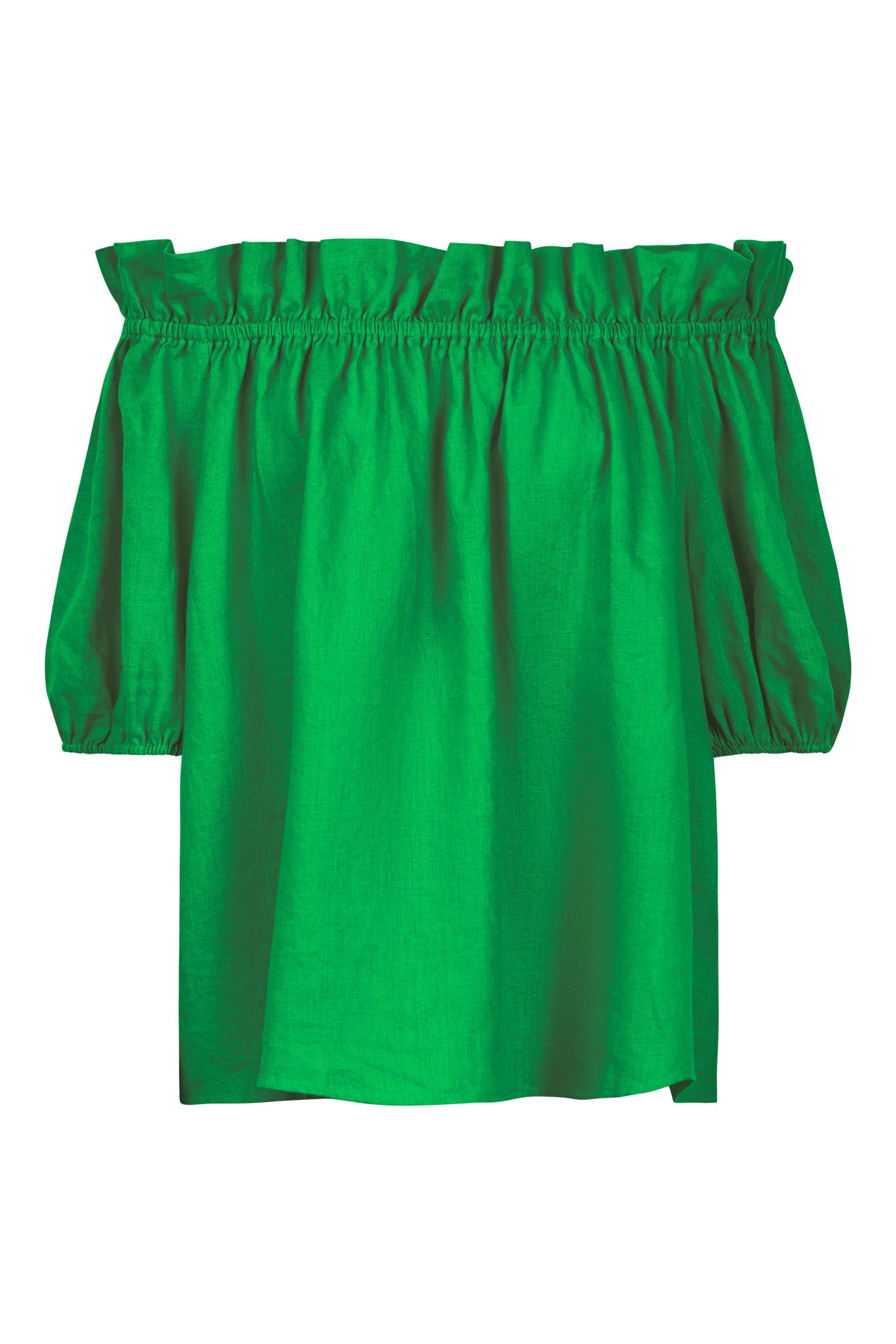 Halcyon Ruched Top - Emerald - eb&ive Clothing - Top Cap Sleeve Linen