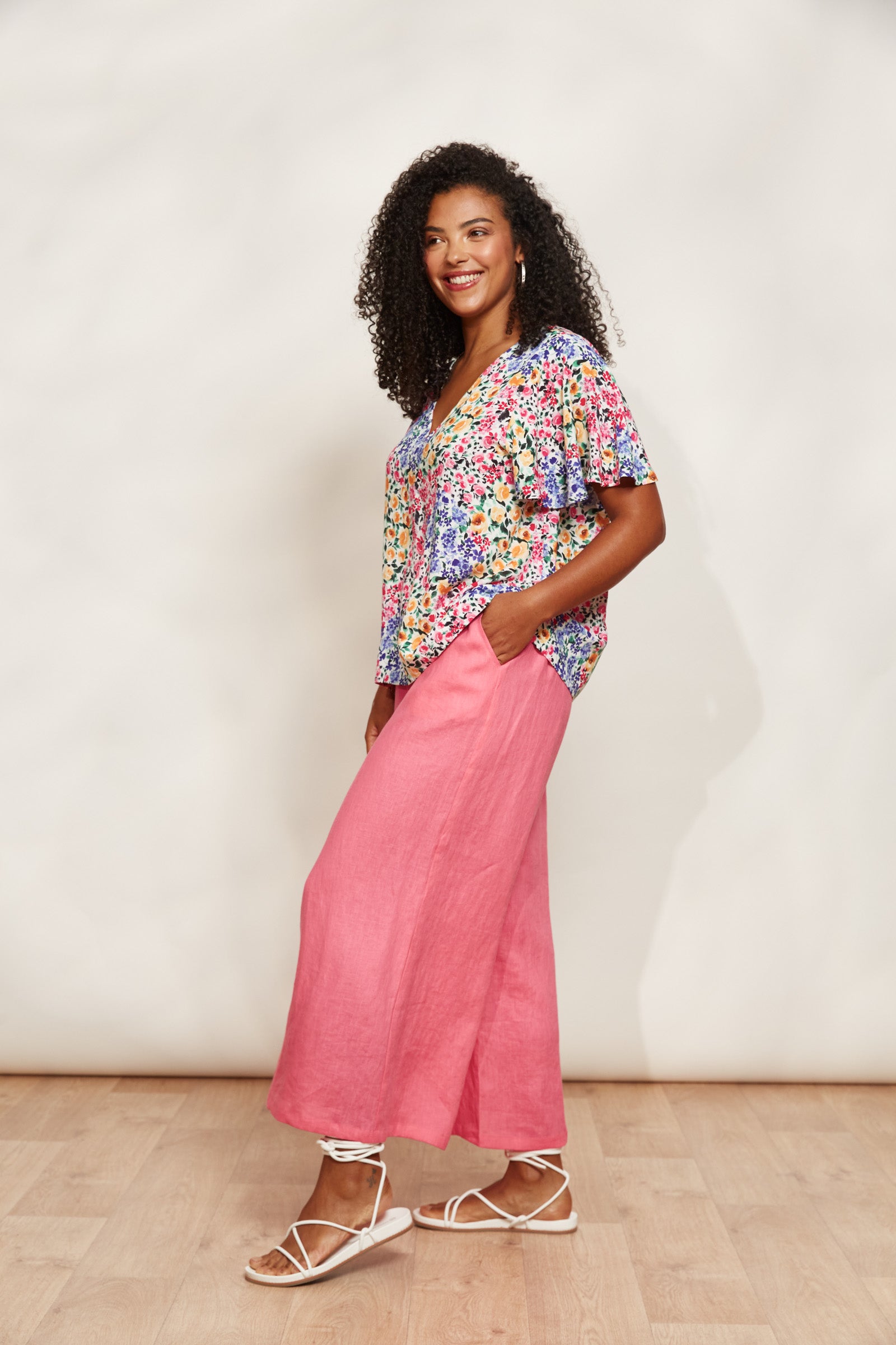 Halcyon Crop Pant - Musk - eb&ive Clothing - Pant Relaxed Crop Linen