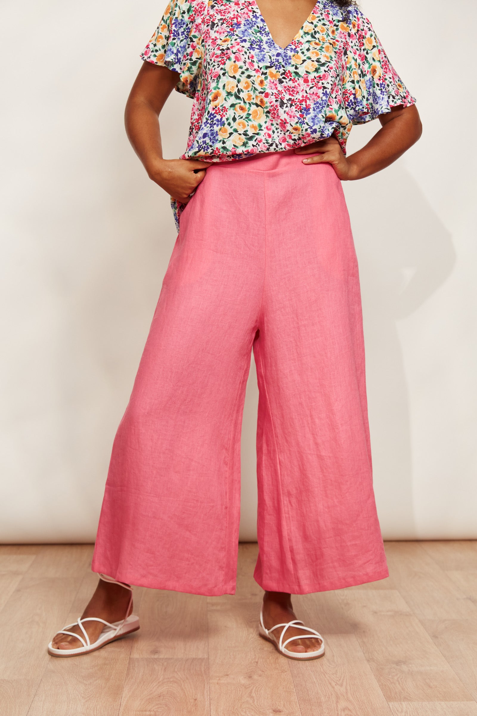 Halcyon Crop Pant - Musk - eb&ive Clothing - Pant Relaxed Crop Linen