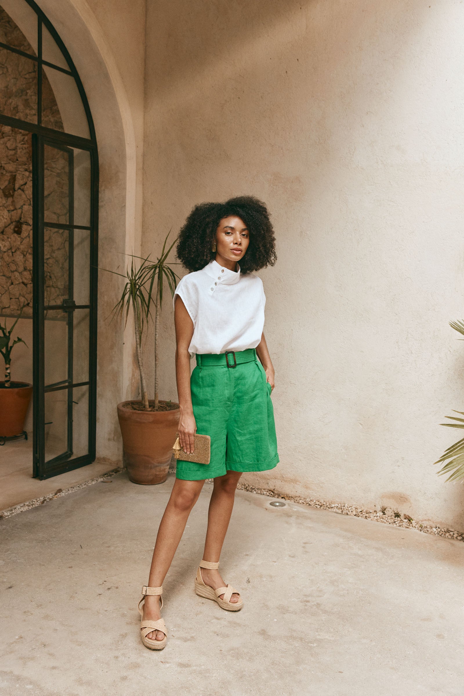 Halcyon Short - Emerald - eb&ive Clothing - Short Linen