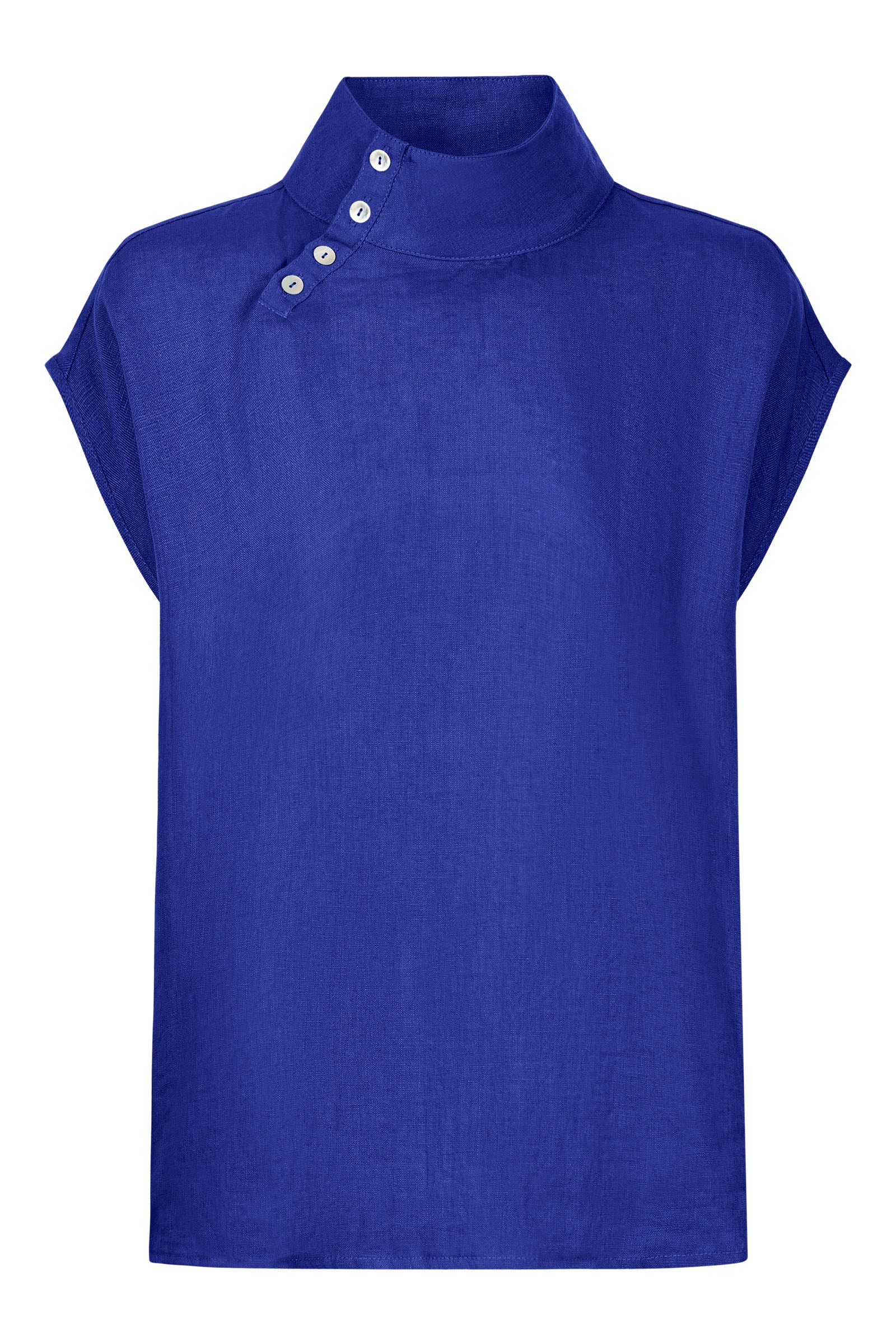 Halcyon Button Top - Cobalt - eb&ive Clothing - Top Sleeveless Linen