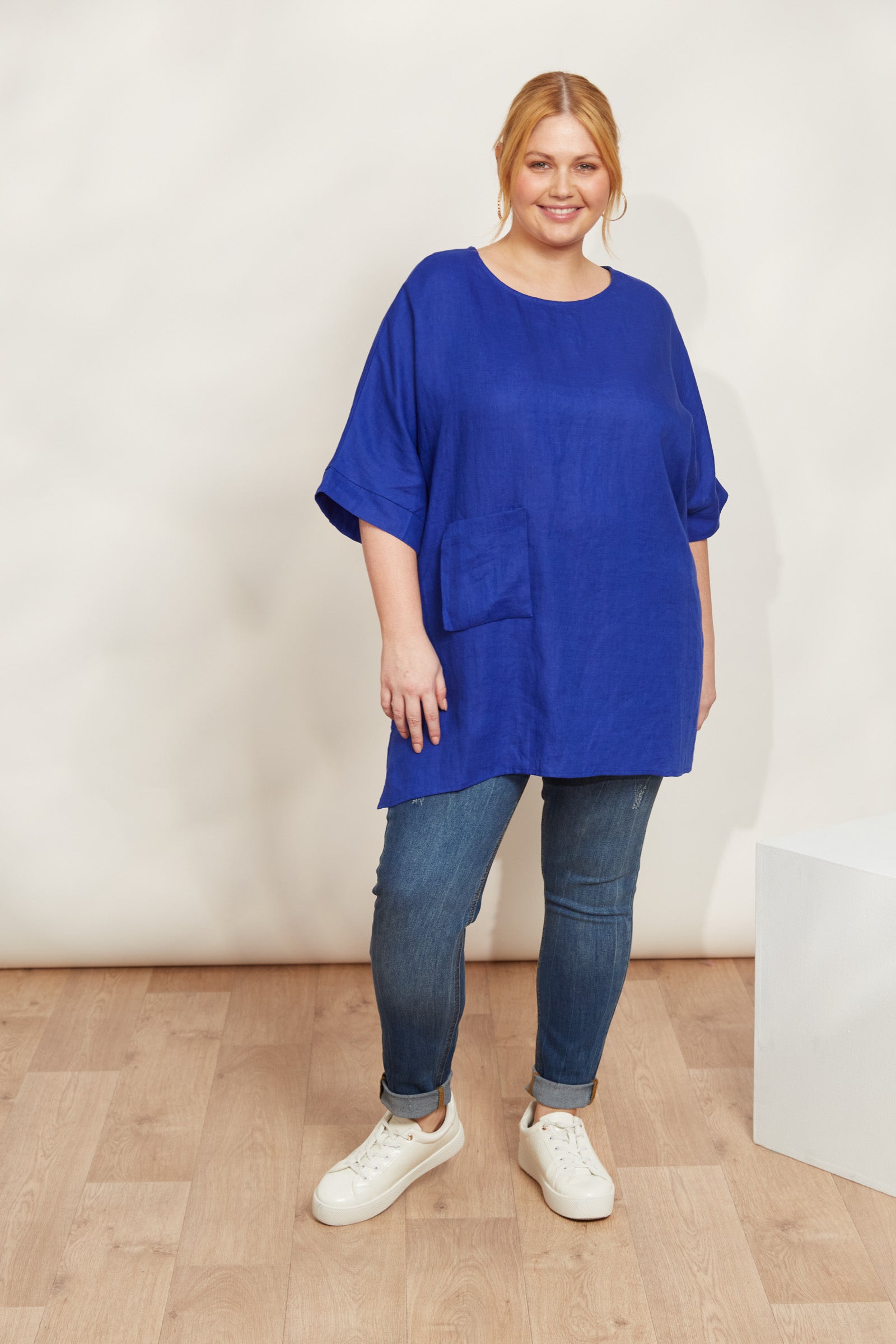 Halcyon Relaxed  Top - Cobalt - eb&ive Clothing - Top S/S Linen One Size