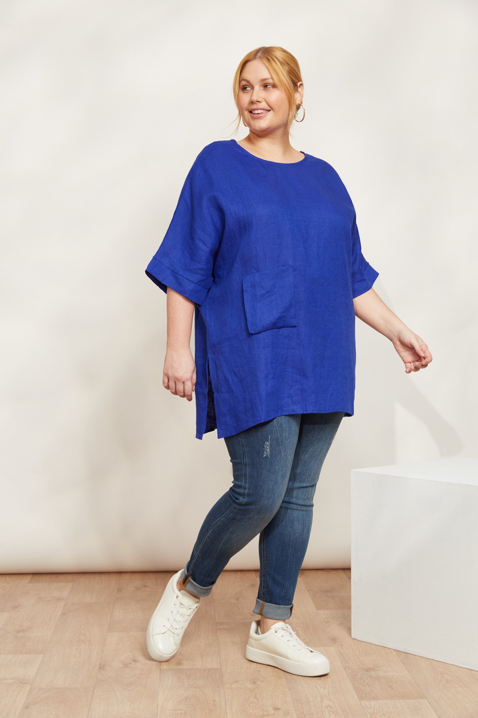 Halcyon Relaxed  Top - Cobalt - eb&ive Clothing - Top S/S Linen One Size