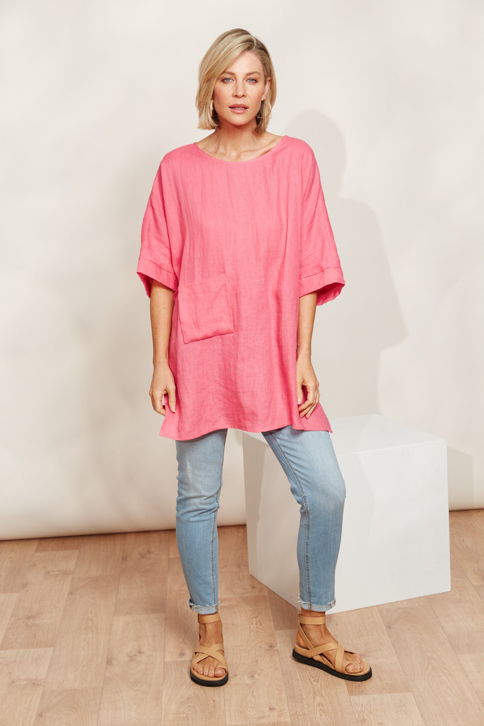 Halcyon Relaxed  Top - Musk - eb&ive Clothing - Top S/S Linen One Size