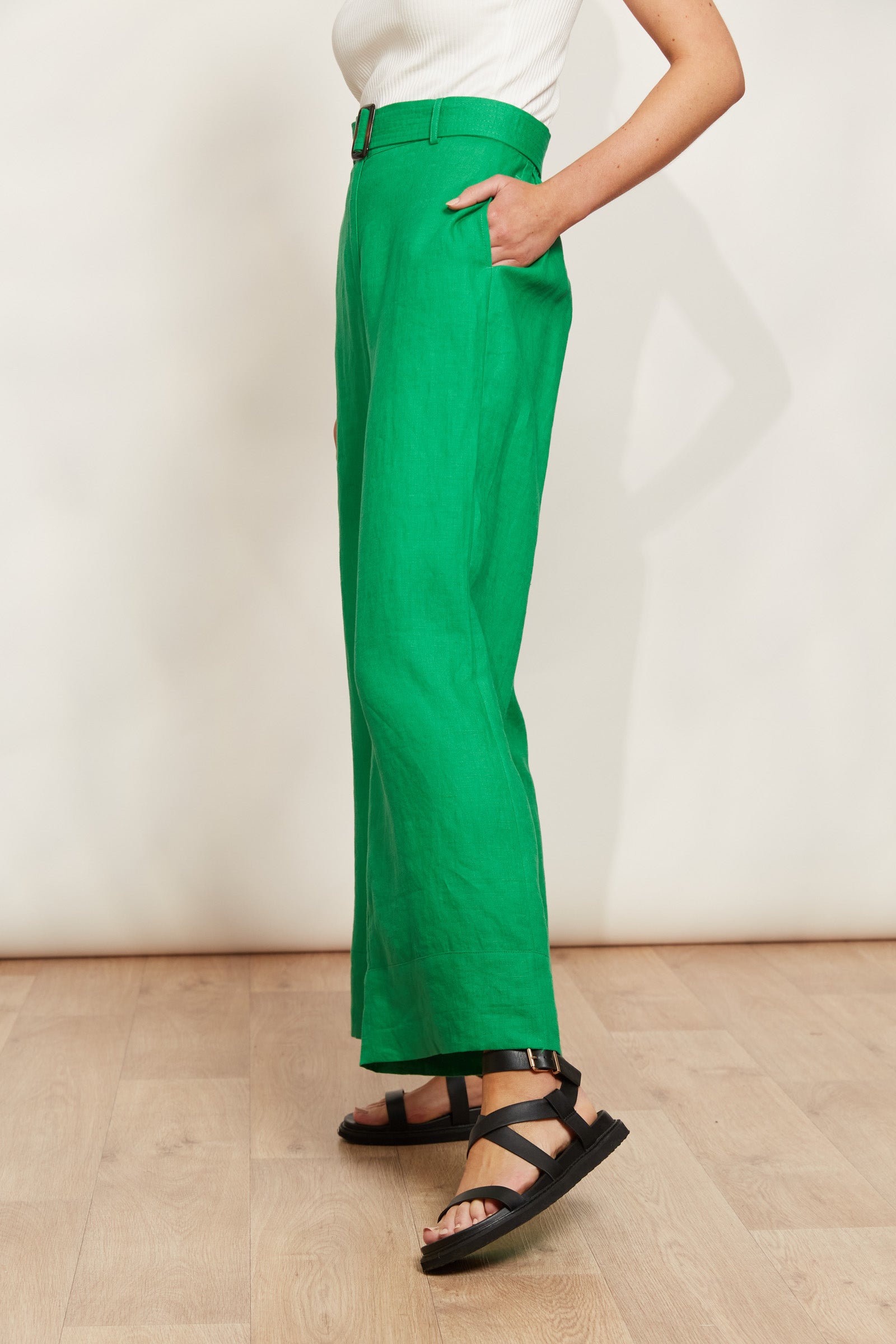 Halcyon Pant - Emerald - eb&ive Clothing - Pant Wide Linen