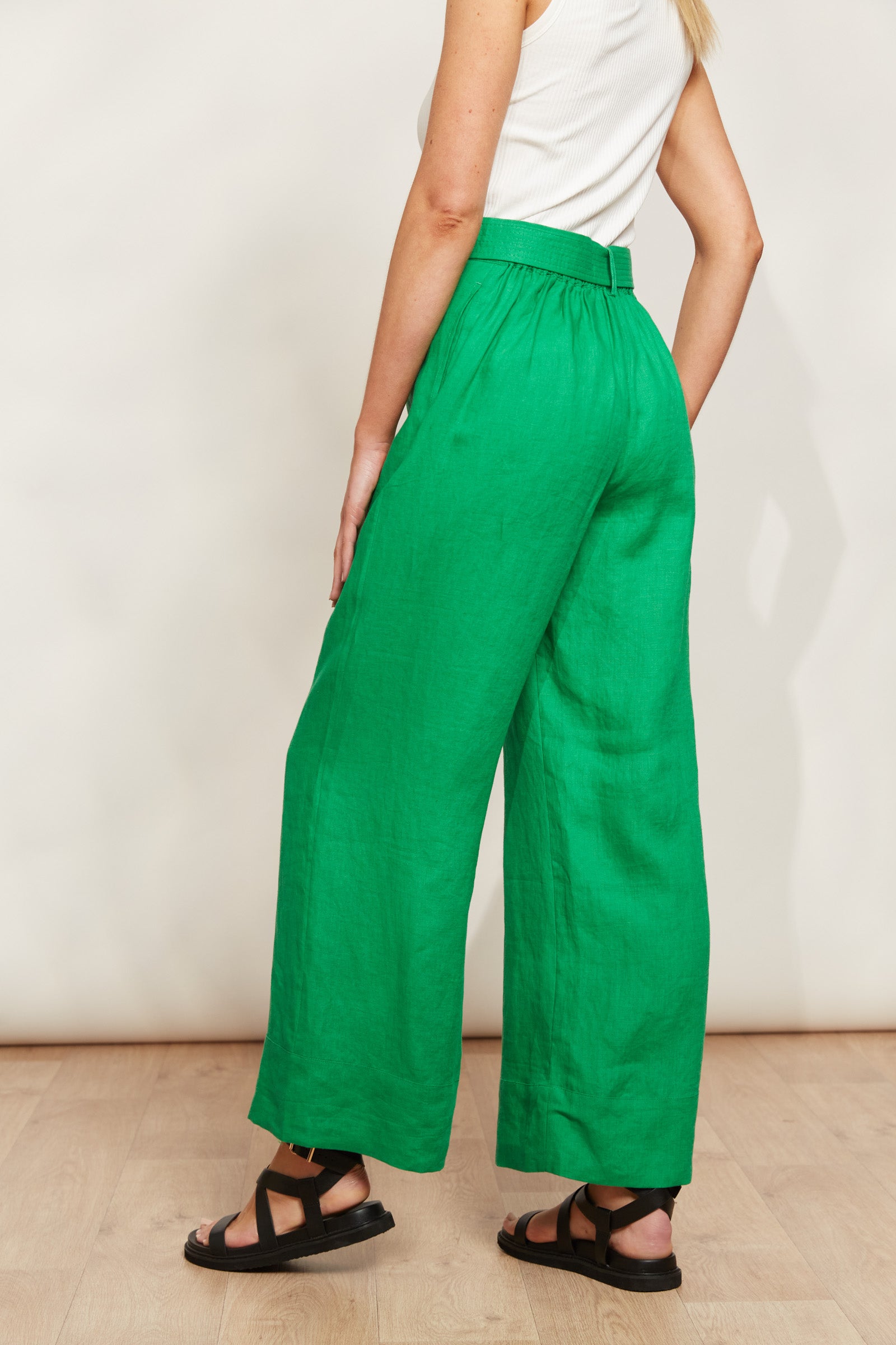 Halcyon Pant - Emerald - eb&ive Clothing - Pant Wide Linen