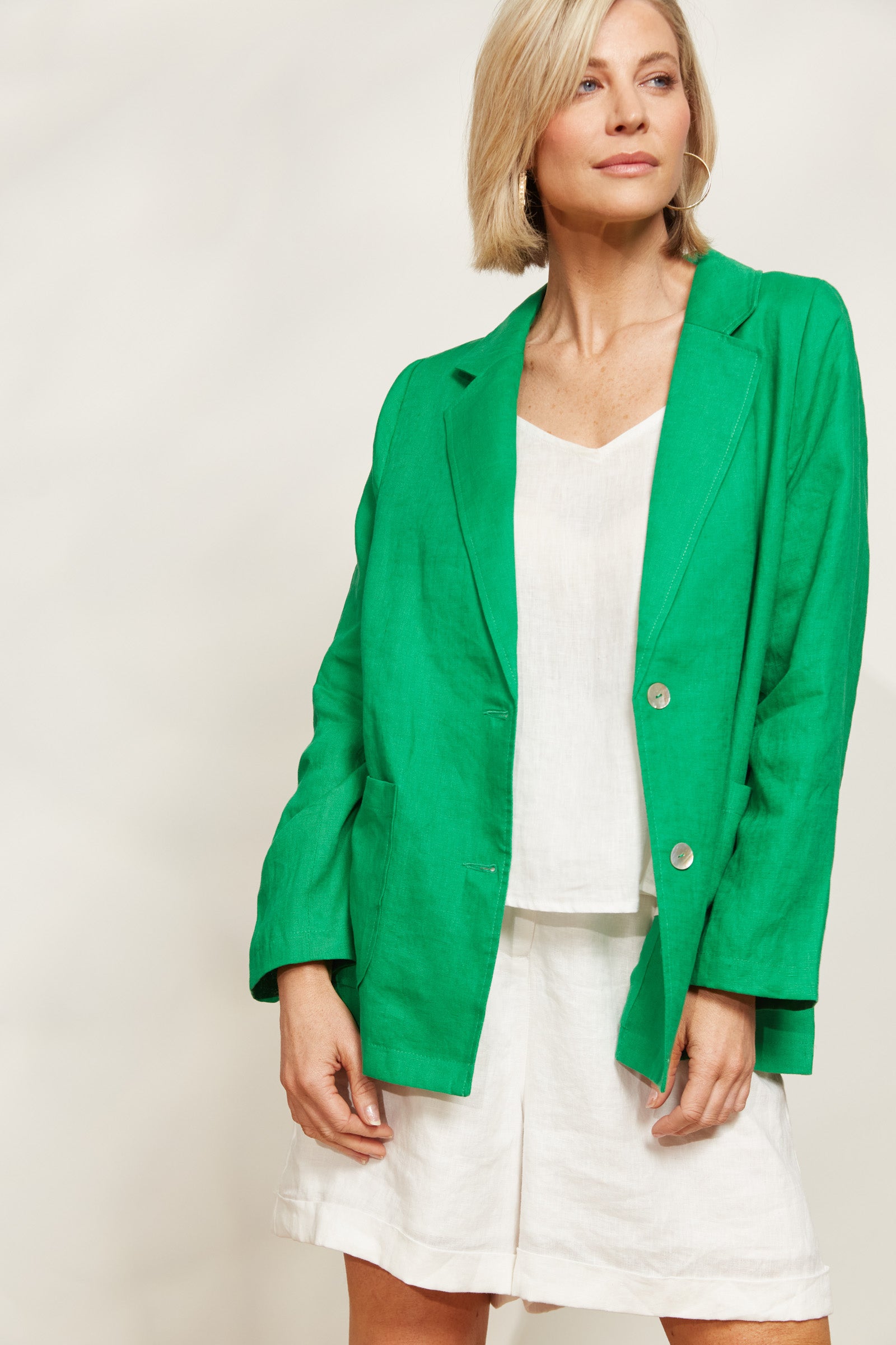 Halcyon Blazer - Emerald - eb&ive Clothing - Jacket Blazer Linen