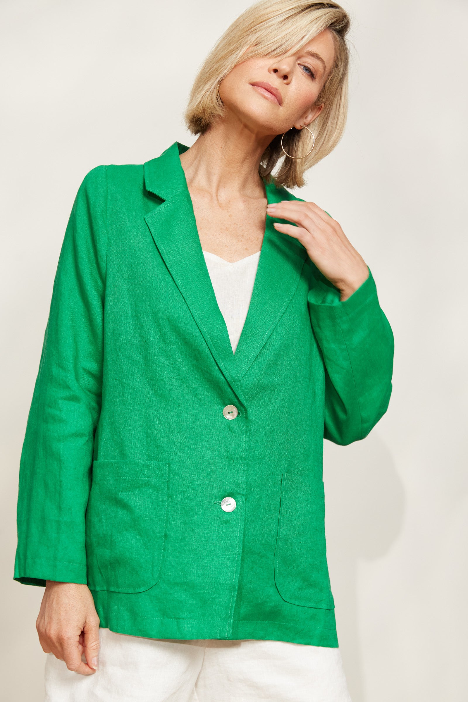 Halcyon Blazer - Emerald - eb&ive Clothing - Jacket Blazer Linen