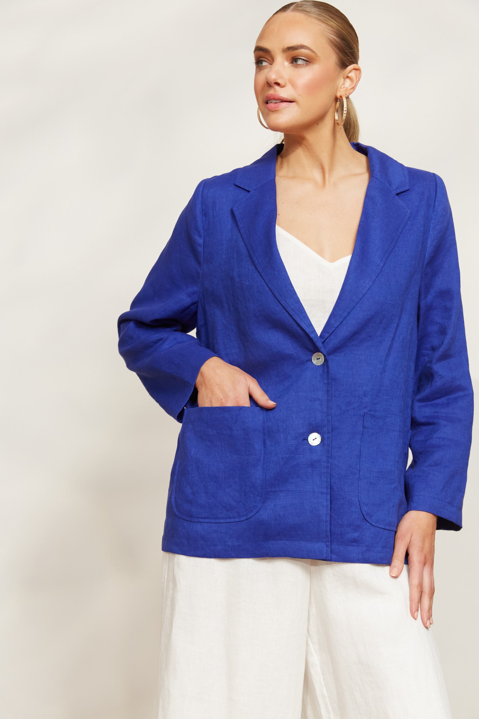 Halcyon Blazer - Cobalt - eb&ive Clothing - Jacket Blazer Linen