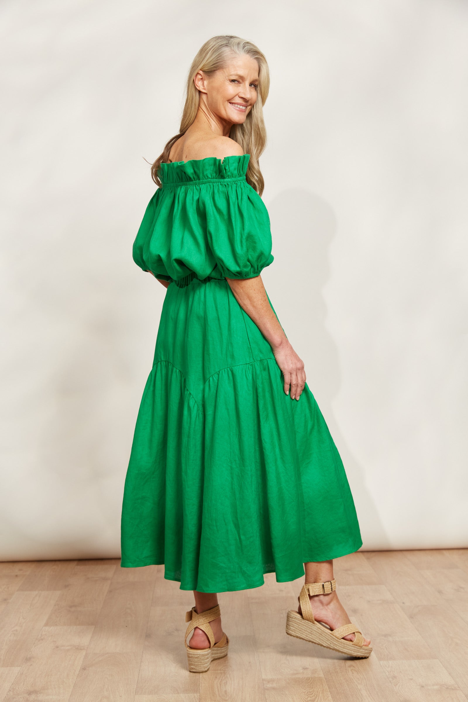 Halcyon Skirt - Emerald - eb&ive Clothing - Skirt Mid Linen