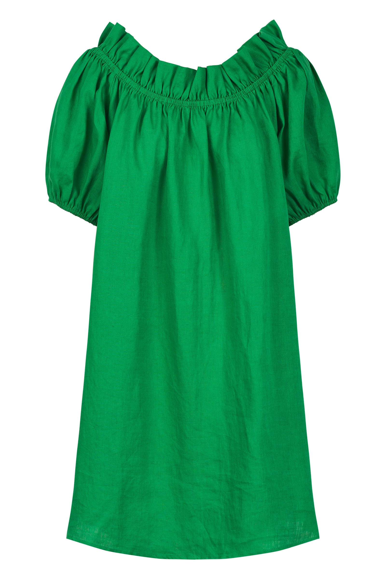 Halcyon Ruched Dress - Emerald - eb&ive Clothing - Dress Mid Linen