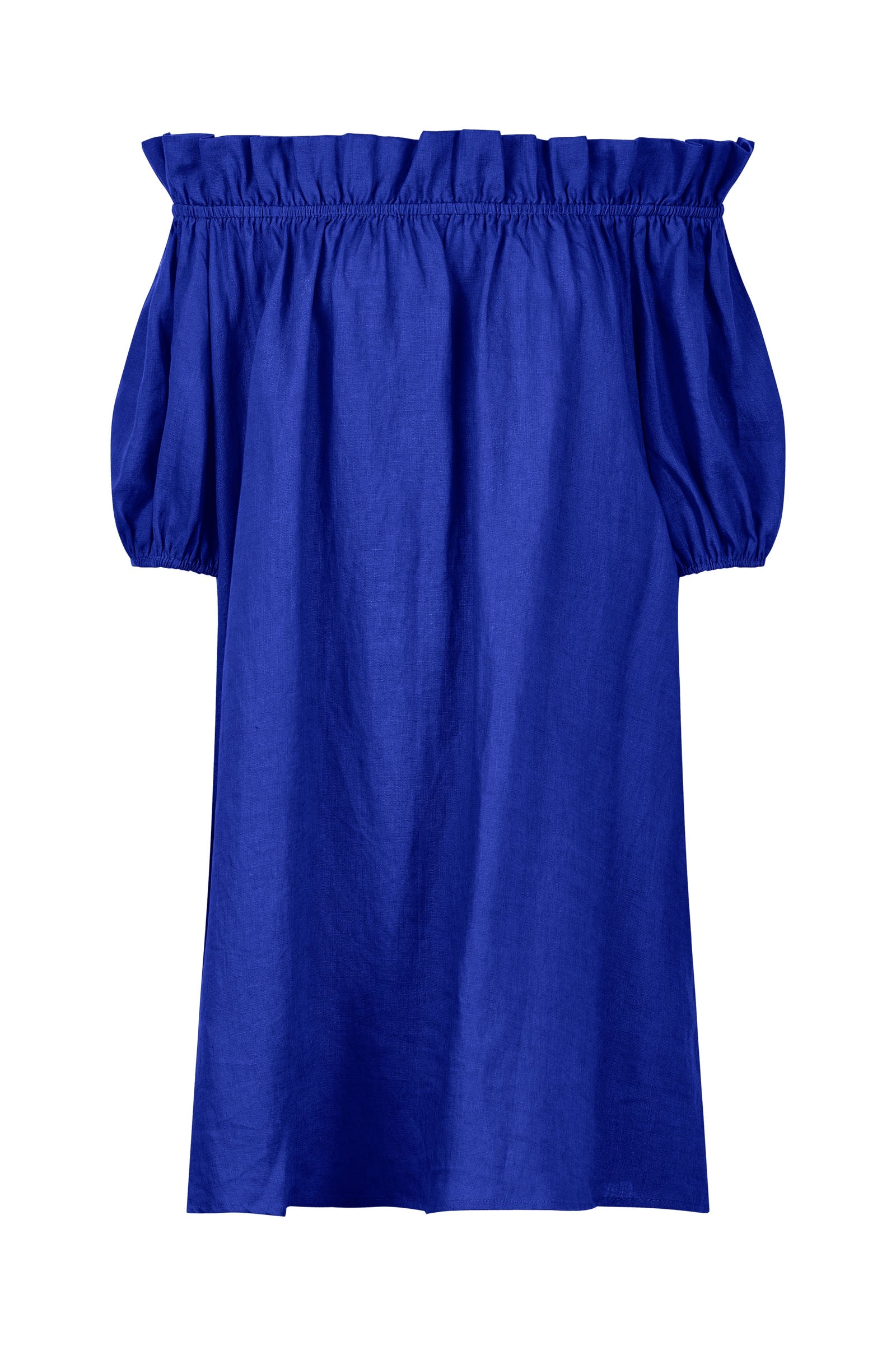 Halcyon Ruched Dress - Cobalt - eb&ive Clothing - Dress Mid Linen