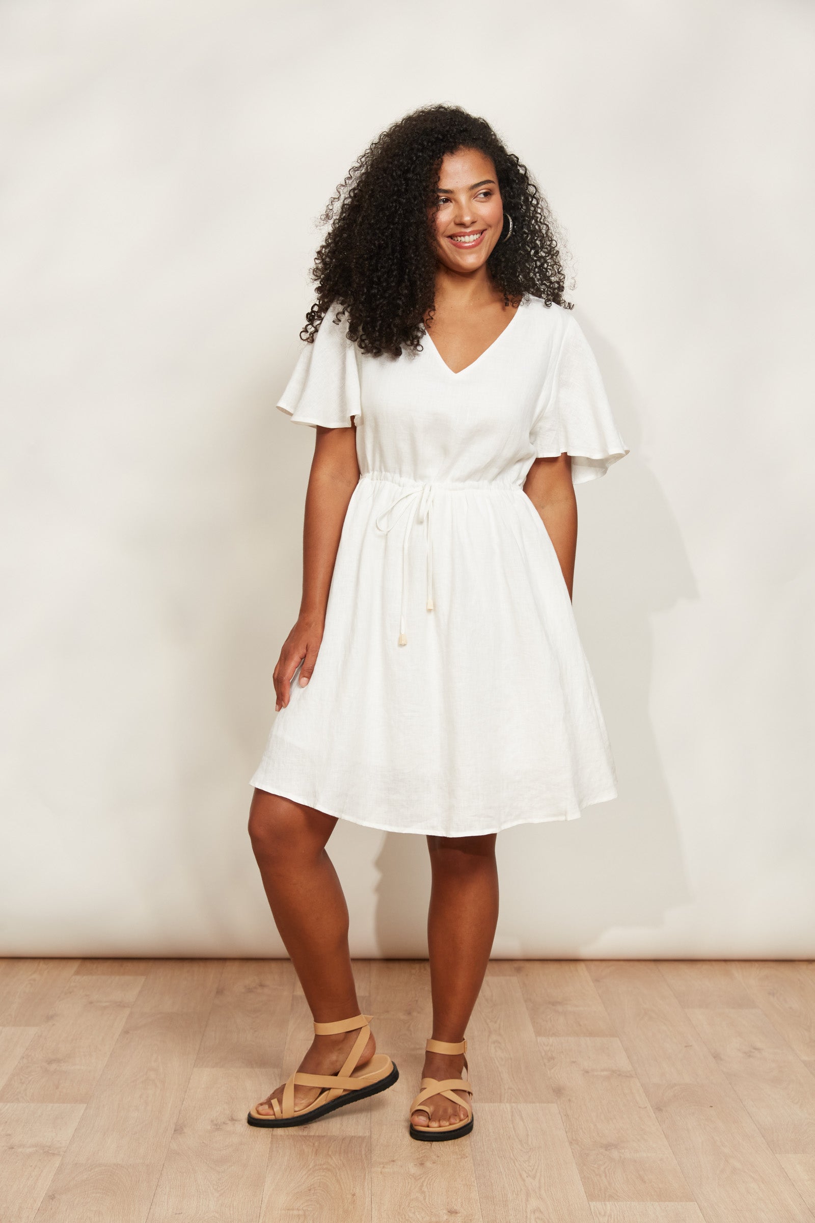 Halcyon Tie Dress - Opal - eb&ive Clothing - Dress Mid Linen