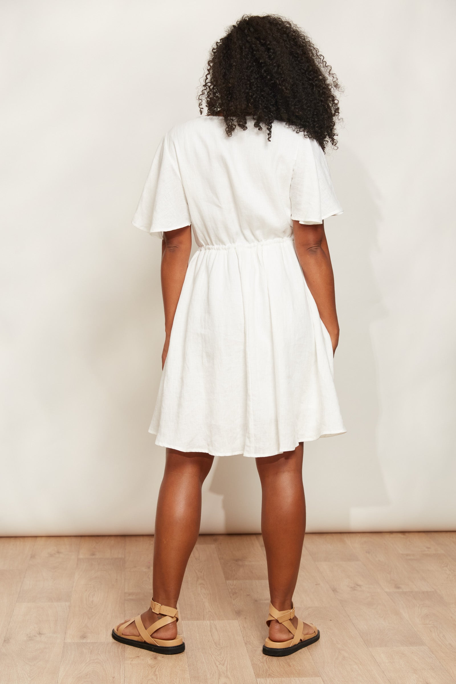 Halcyon Tie Dress - Opal - eb&ive Clothing - Dress Mid Linen