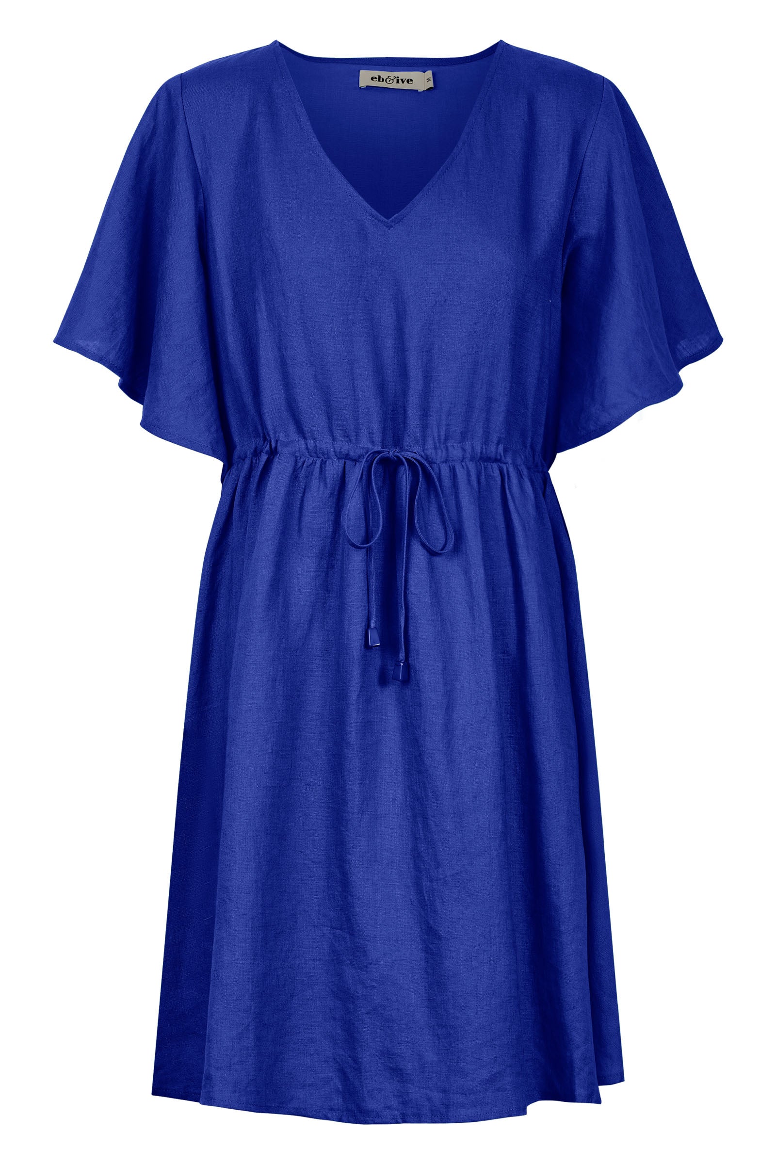 Halcyon Tie Dress - Cobalt - eb&ive Clothing - Dress Mid Linen