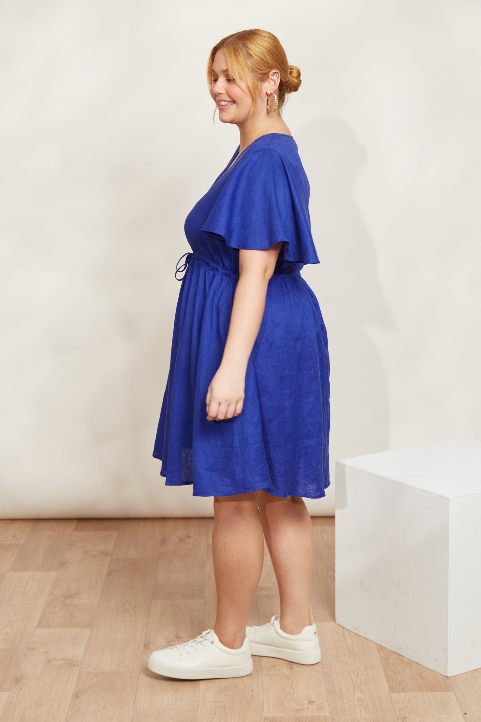 Halcyon Tie Dress - Cobalt - eb&ive Clothing - Dress Mid Linen