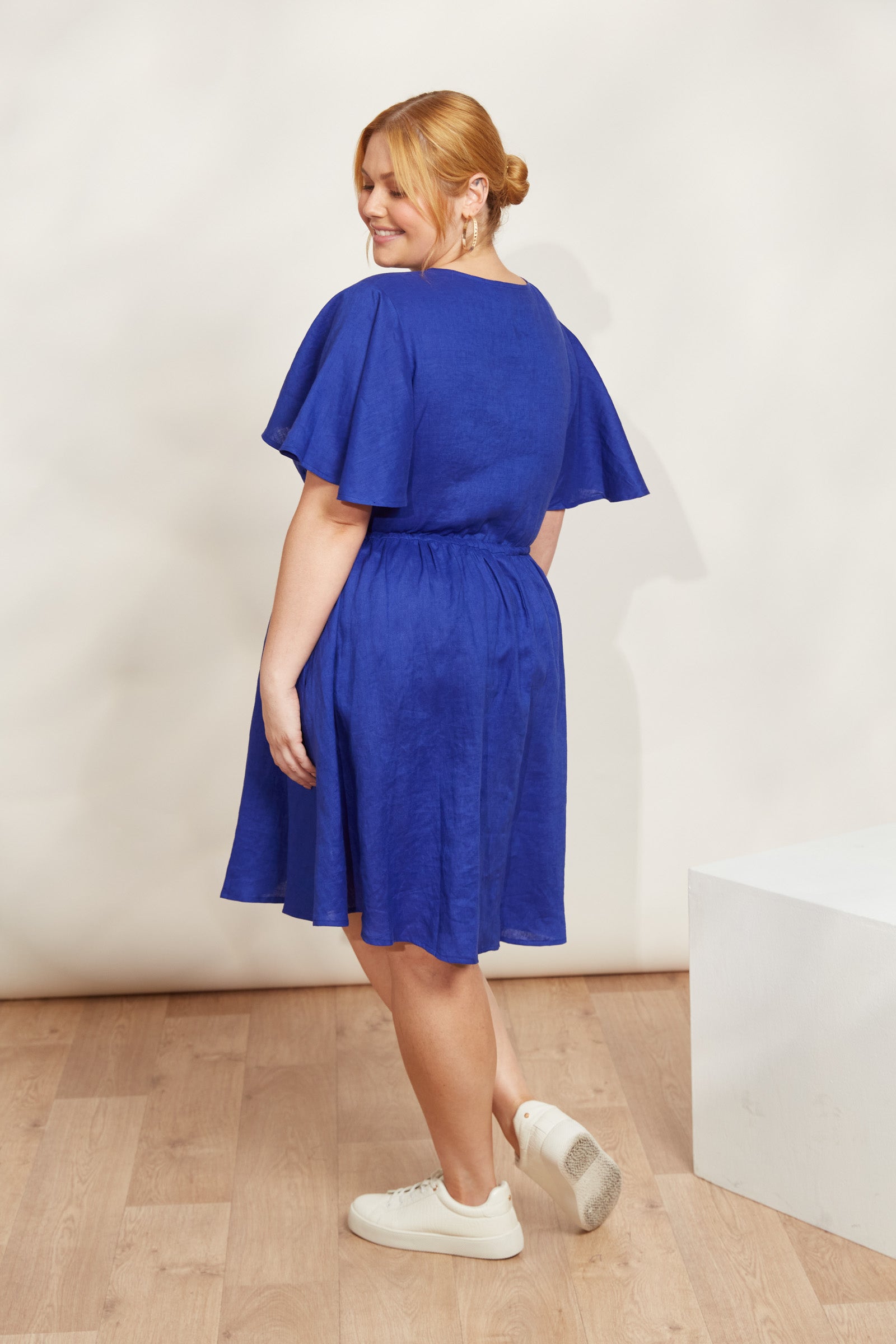 Halcyon Tie Dress - Cobalt - eb&ive Clothing - Dress Mid Linen