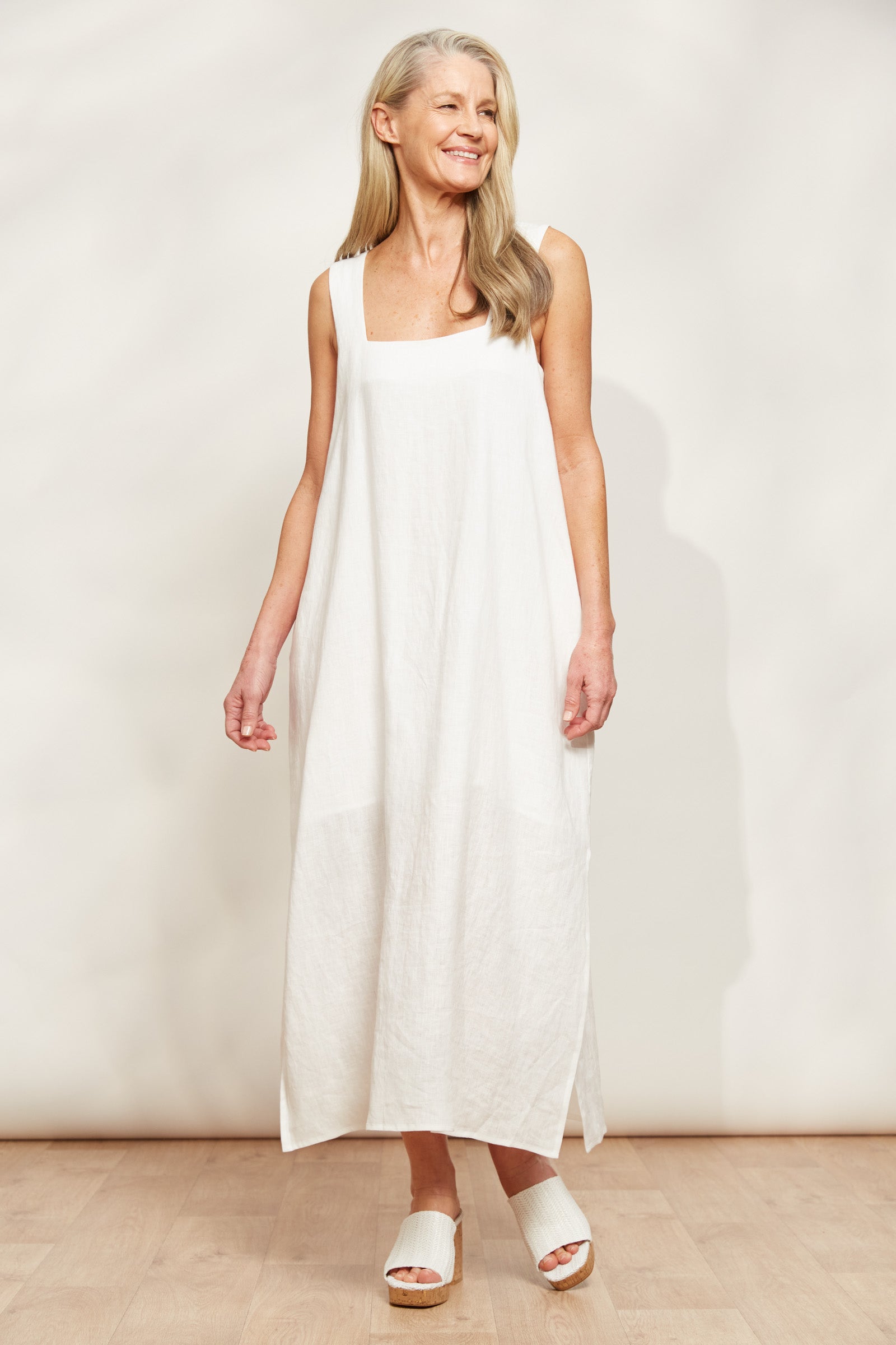 Halcyon Tank Dress - Opal - eb&ive Clothing - Dress Maxi Linen