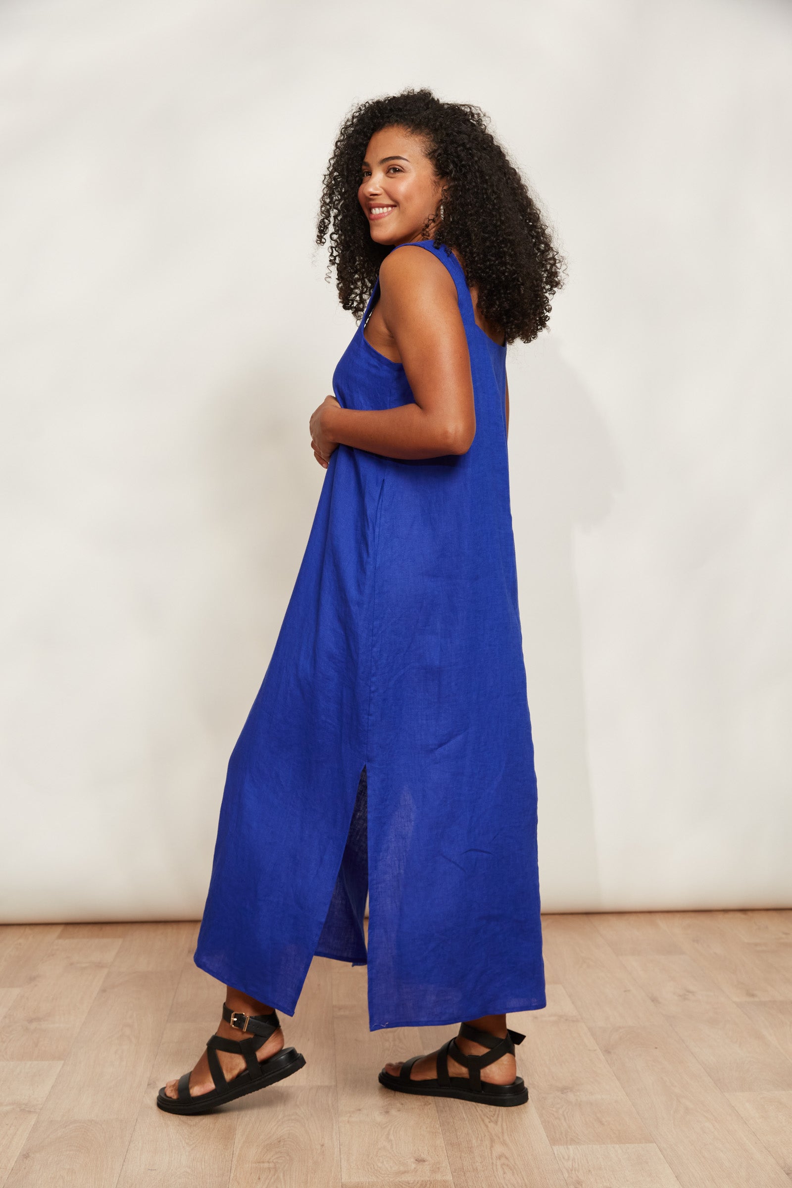 Halcyon Tank Dress - Cobalt - eb&ive Clothing - Dress Maxi Linen