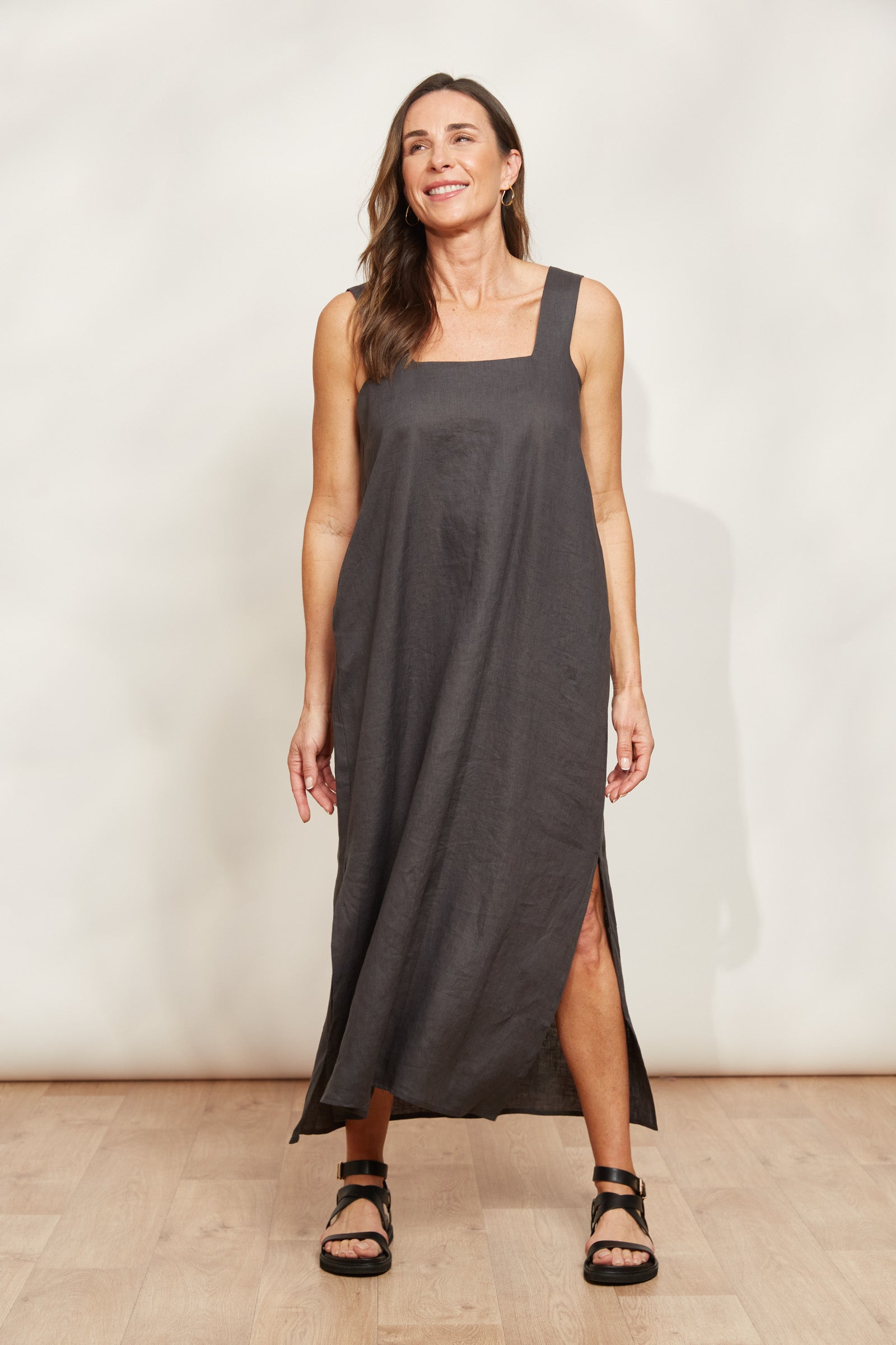 Halcyon Tank Dress - Oyster - eb&ive Clothing - Dress Maxi Linen