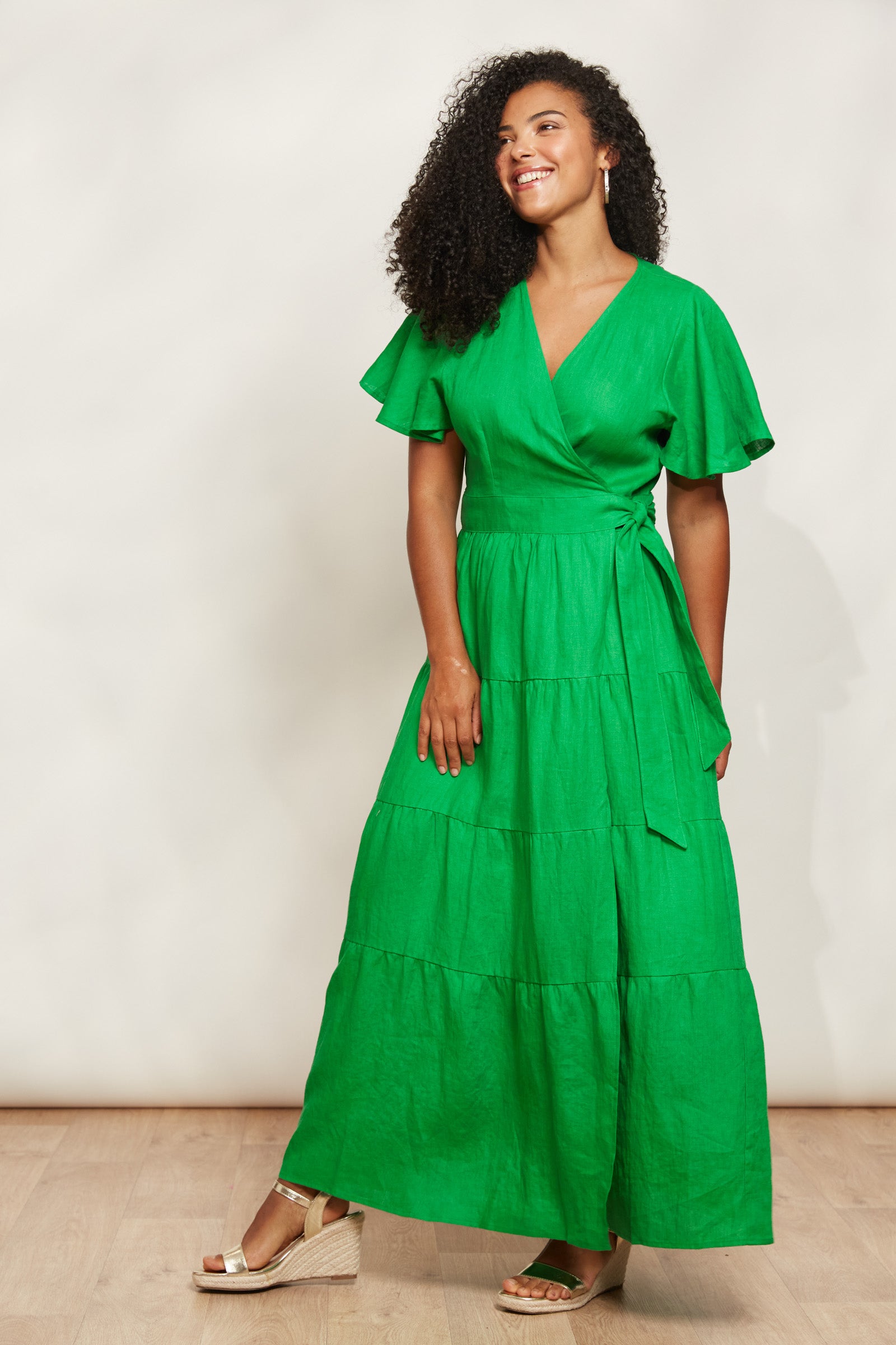 Halcyon Maxi Dress - Emerald - eb&ive Clothing - Dress Maxi Linen