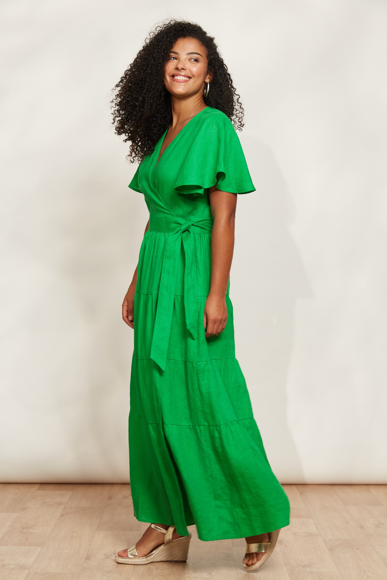 Halcyon Maxi Dress - Emerald - eb&ive Clothing - Dress Maxi Linen