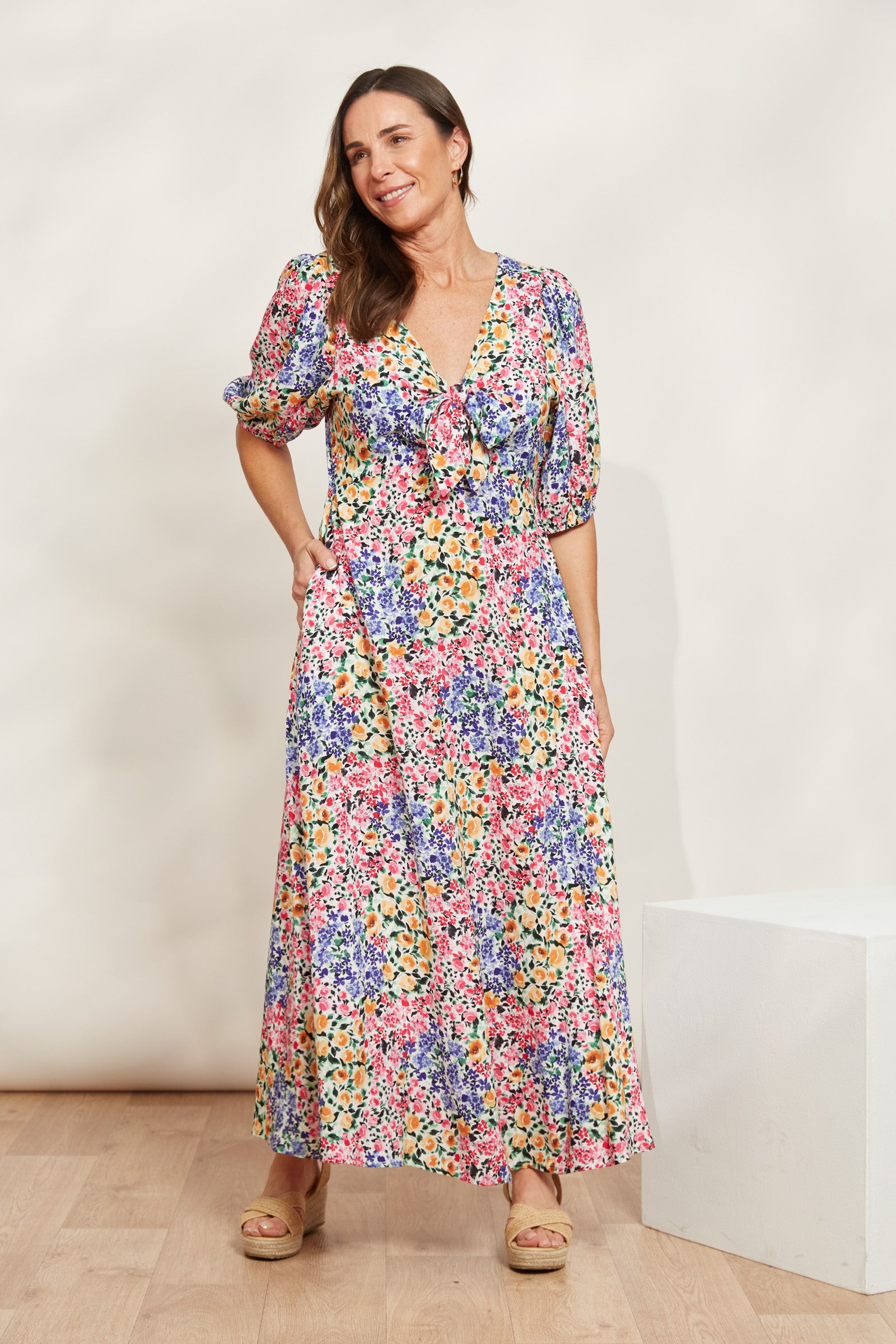 La Mer Tie Dress - Fiore - eb&ive Clothing - Dress Maxi