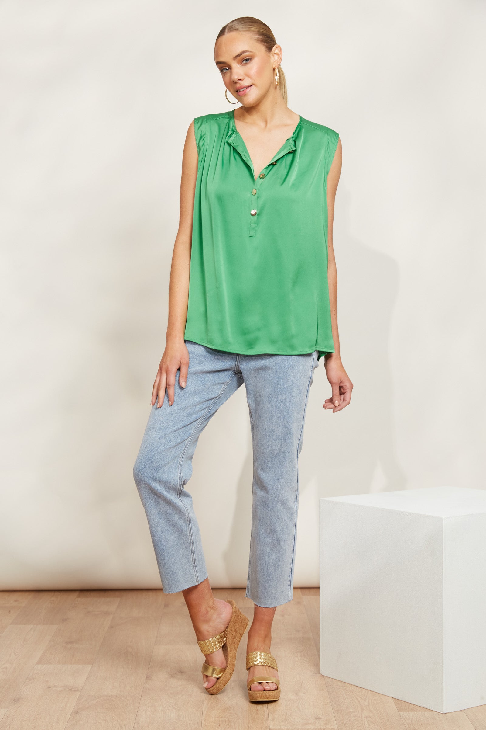 Elysian Tank - Emerald - eb&ive Clothing - Top Sleeveless Dressy