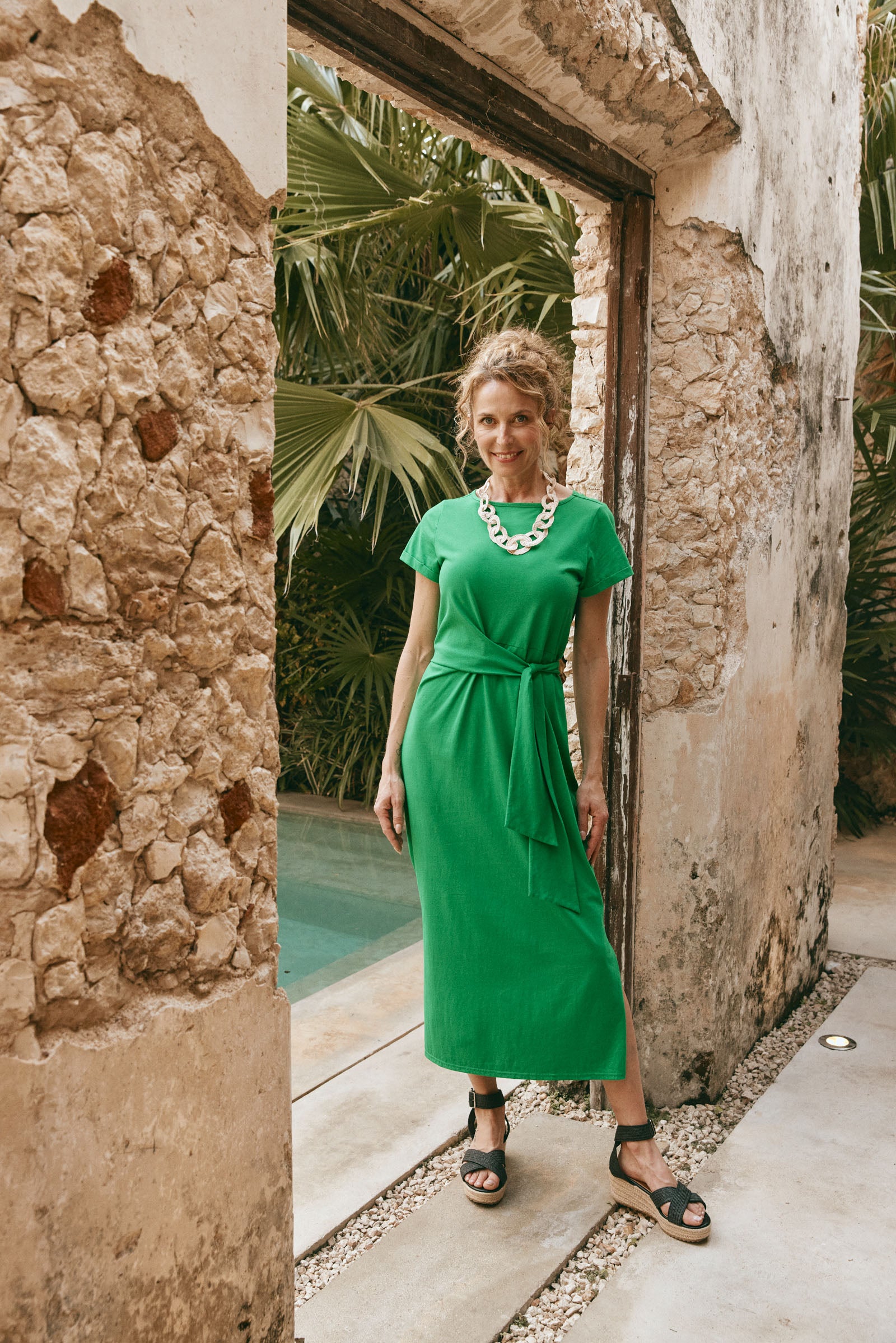 Verano Tie Dress - Emerald - eb&ive Clothing - Dress Tshirt