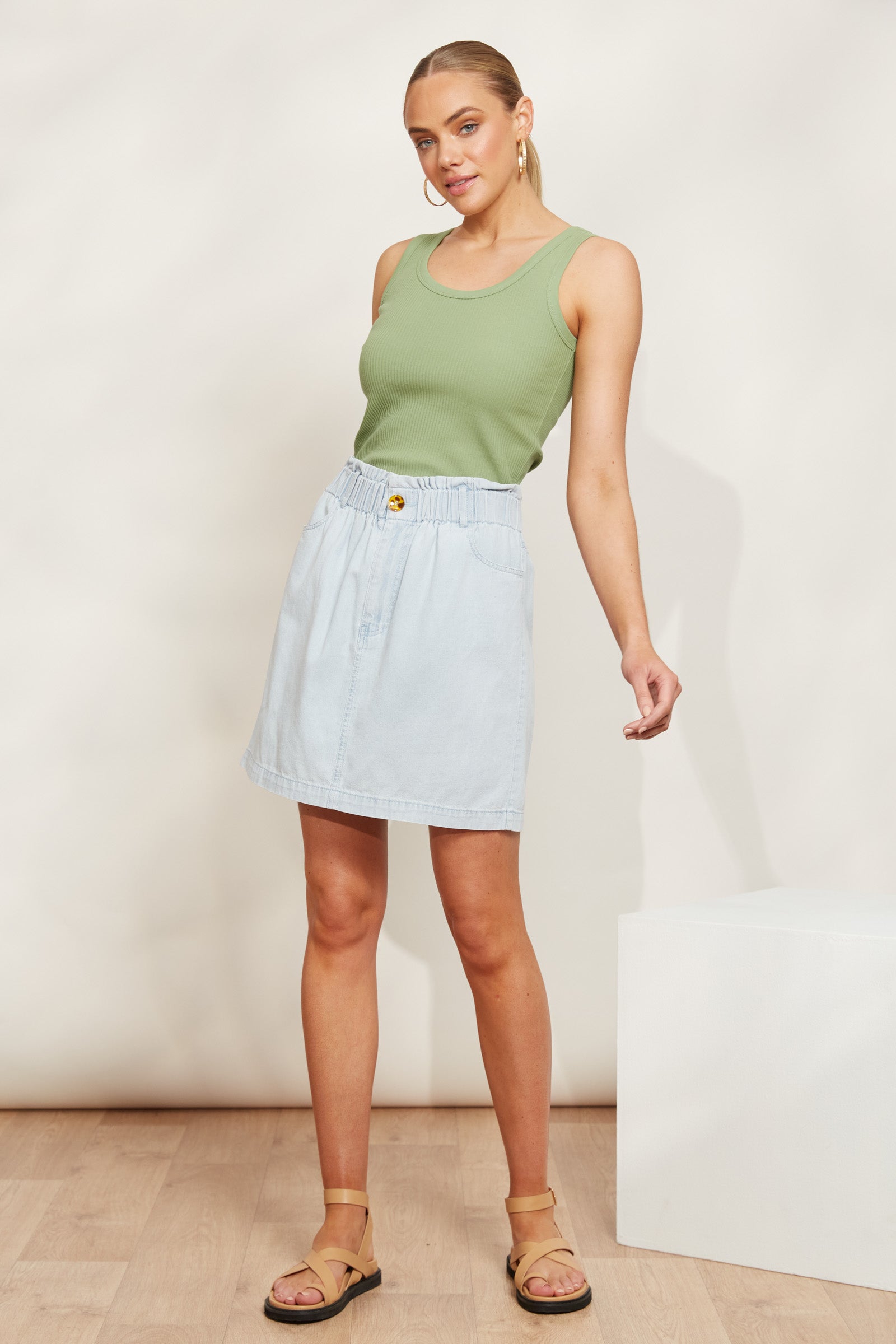 Playa Mini Skirt - Capri - eb&ive Clothing - Denim Skirt Mini