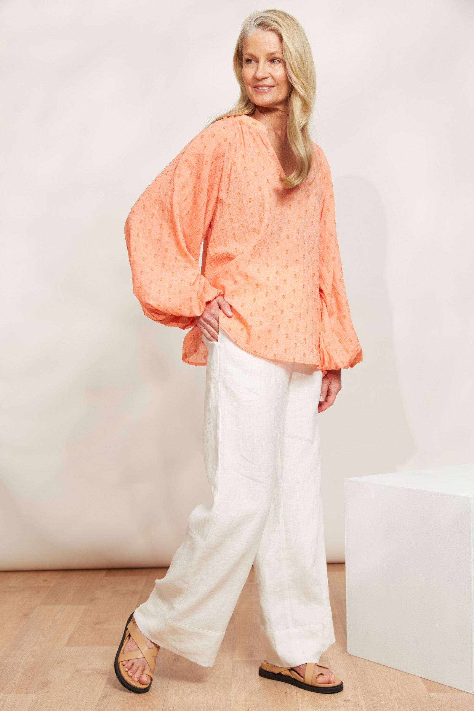 Zephyr Blouse - Papaya - eb&ive Clothing - Top L/S