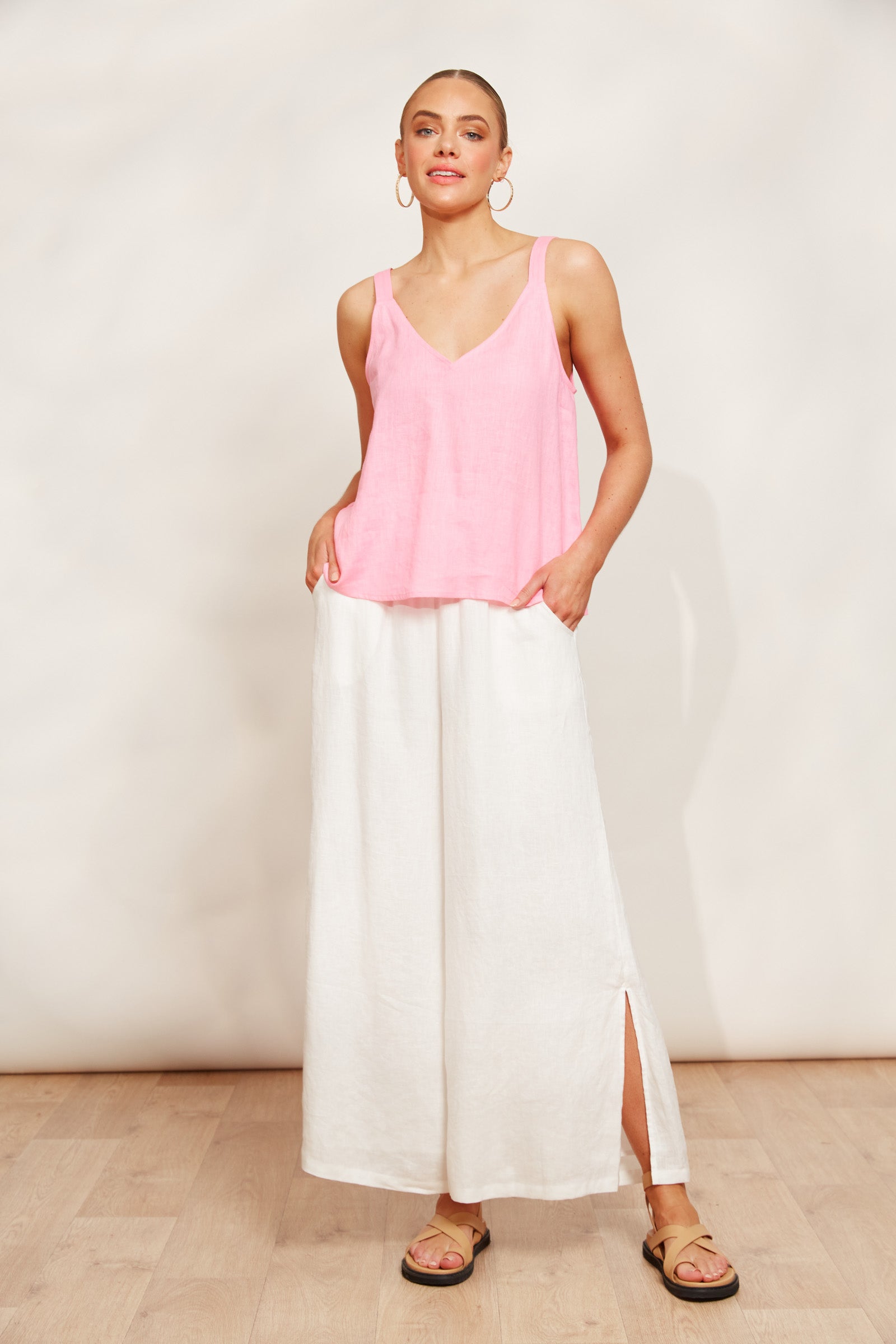 Sojourn Tank - Cameo - eb&ive Clothing - Top Strappy Linen