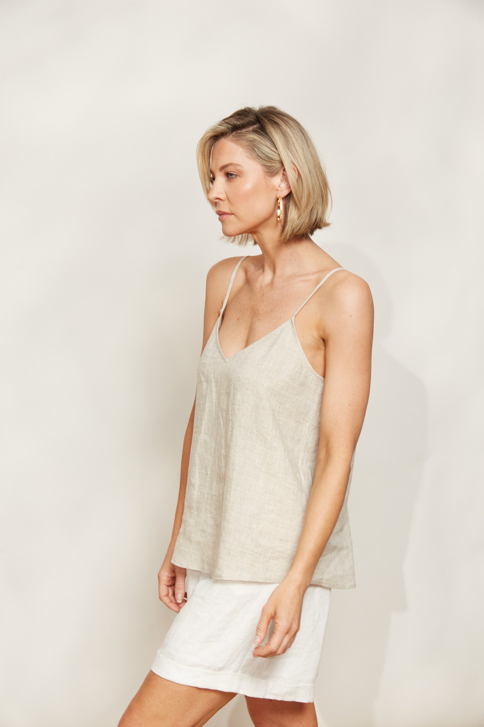 Seraphic Tank - Dune - eb&ive Clothing - Top Strappy Linen