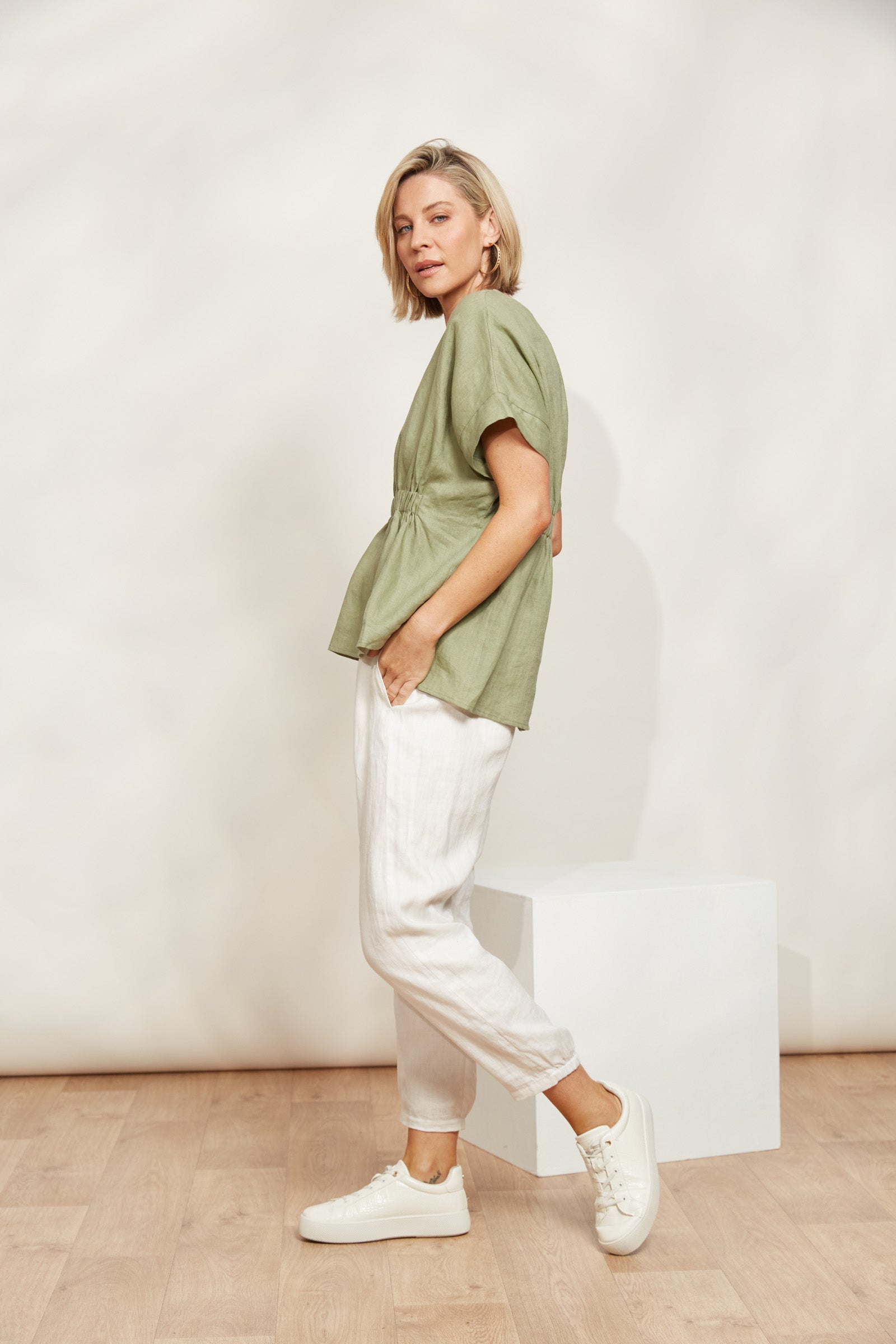 Sojourn Top - Aloe - eb&ive Clothing - Top S/S Linen