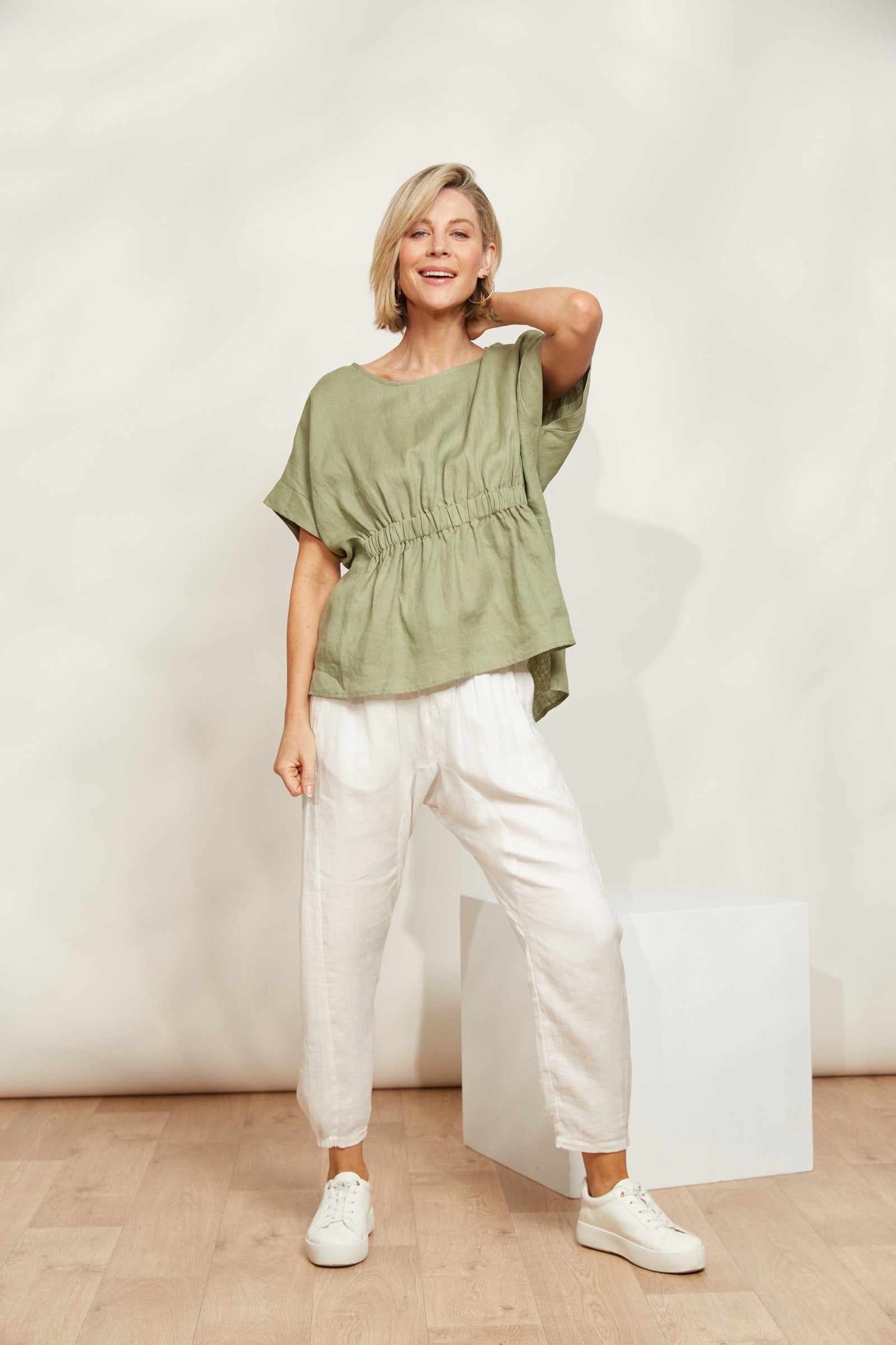 Sojourn Top - Aloe - eb&ive Clothing - Top S/S Linen