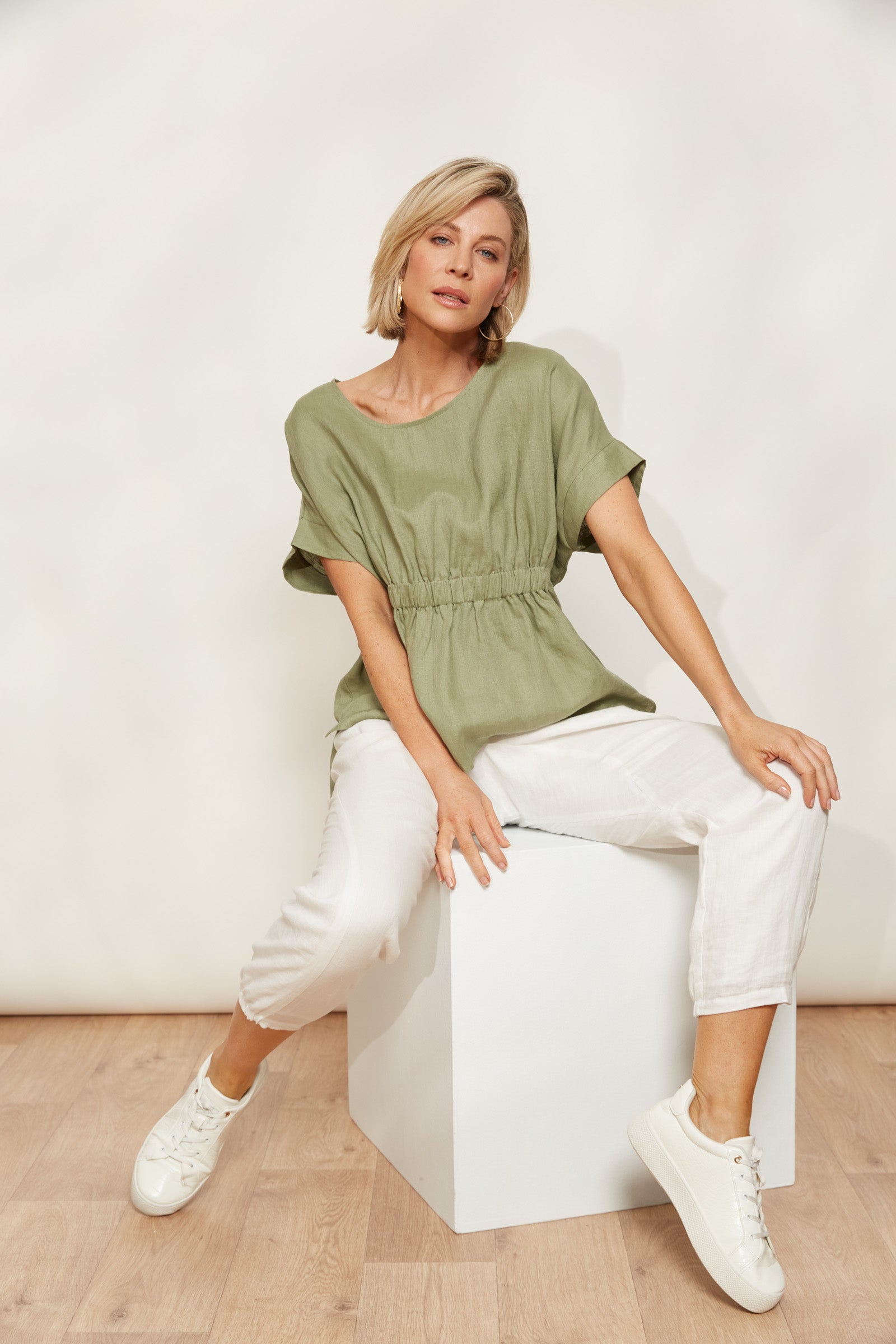 Sojourn Top - Aloe - eb&ive Clothing - Top S/S Linen