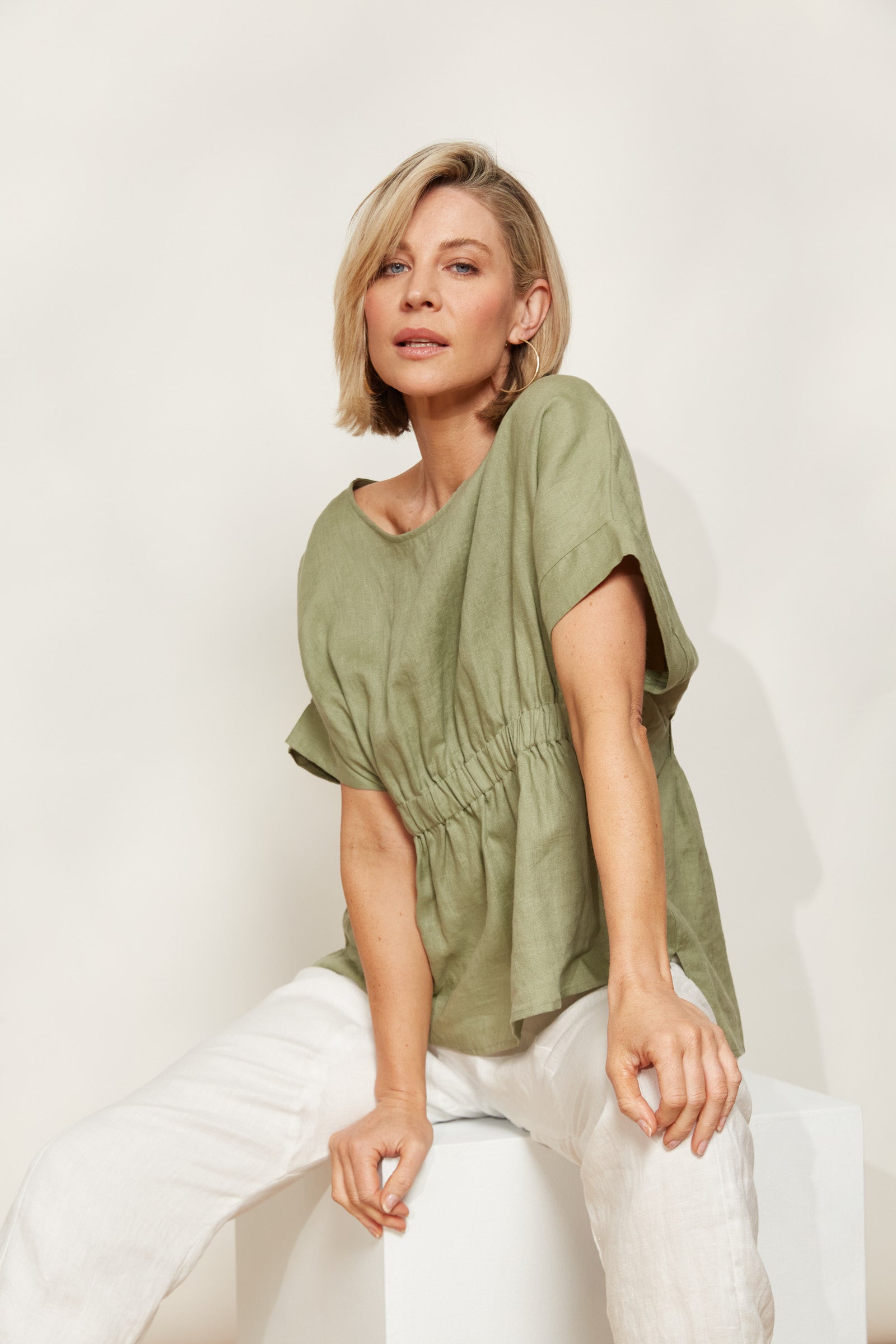 Sojourn Top - Aloe - eb&ive Clothing - Top S/S Linen