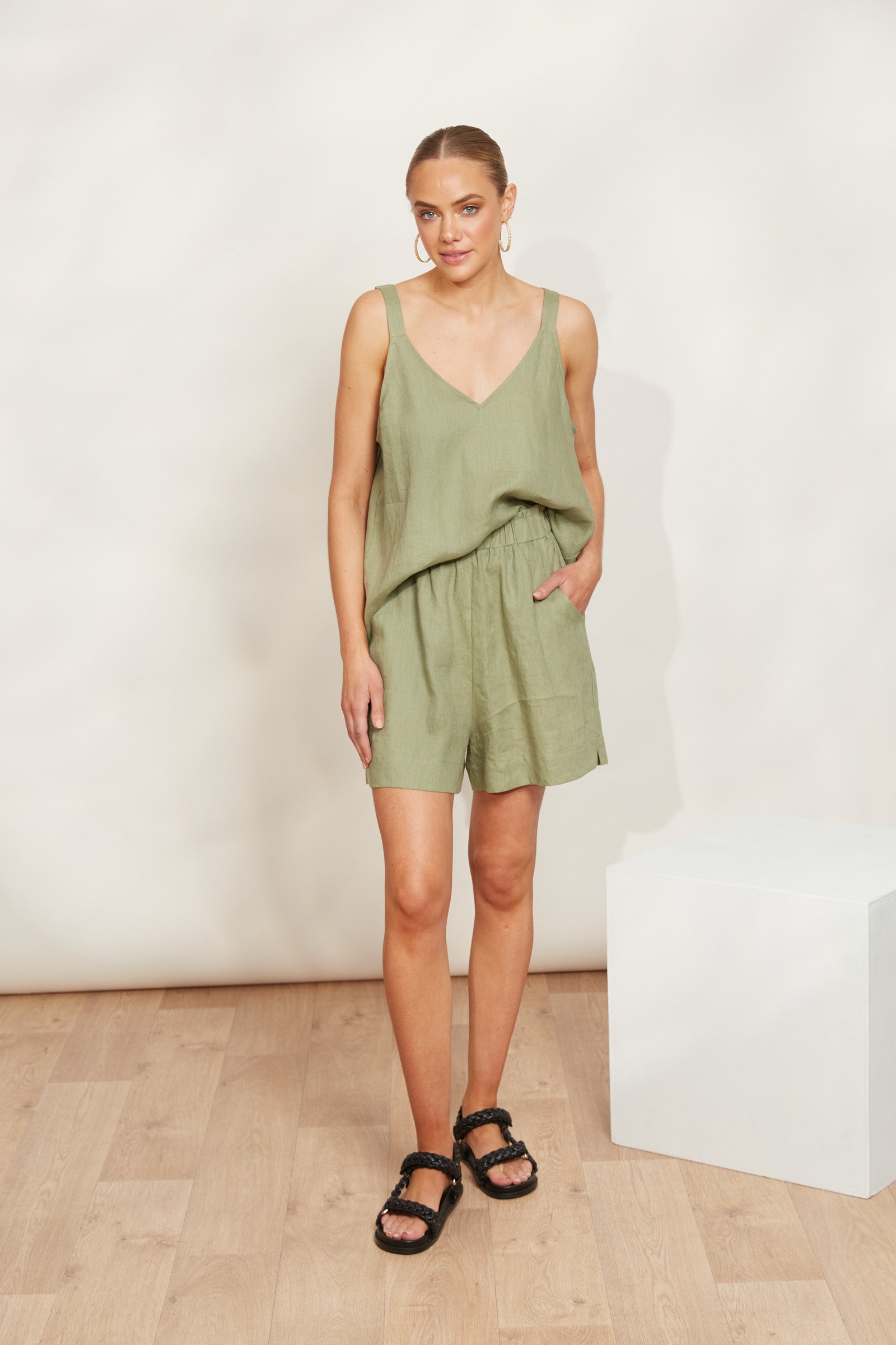 Sojourn Short - Aloe - eb&ive Clothing - Short Linen