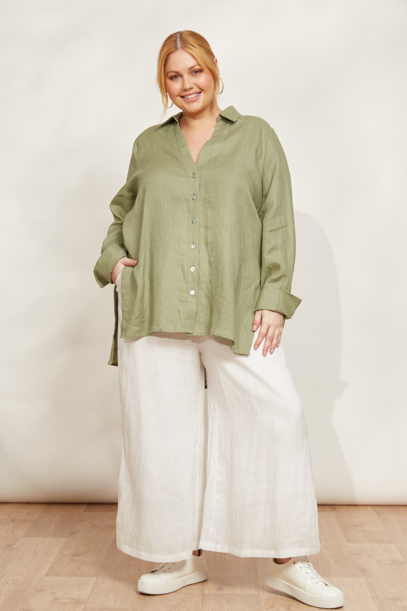 Sojourn Shirt - Aloe - eb&ive Clothing - Shirt L/S Linen