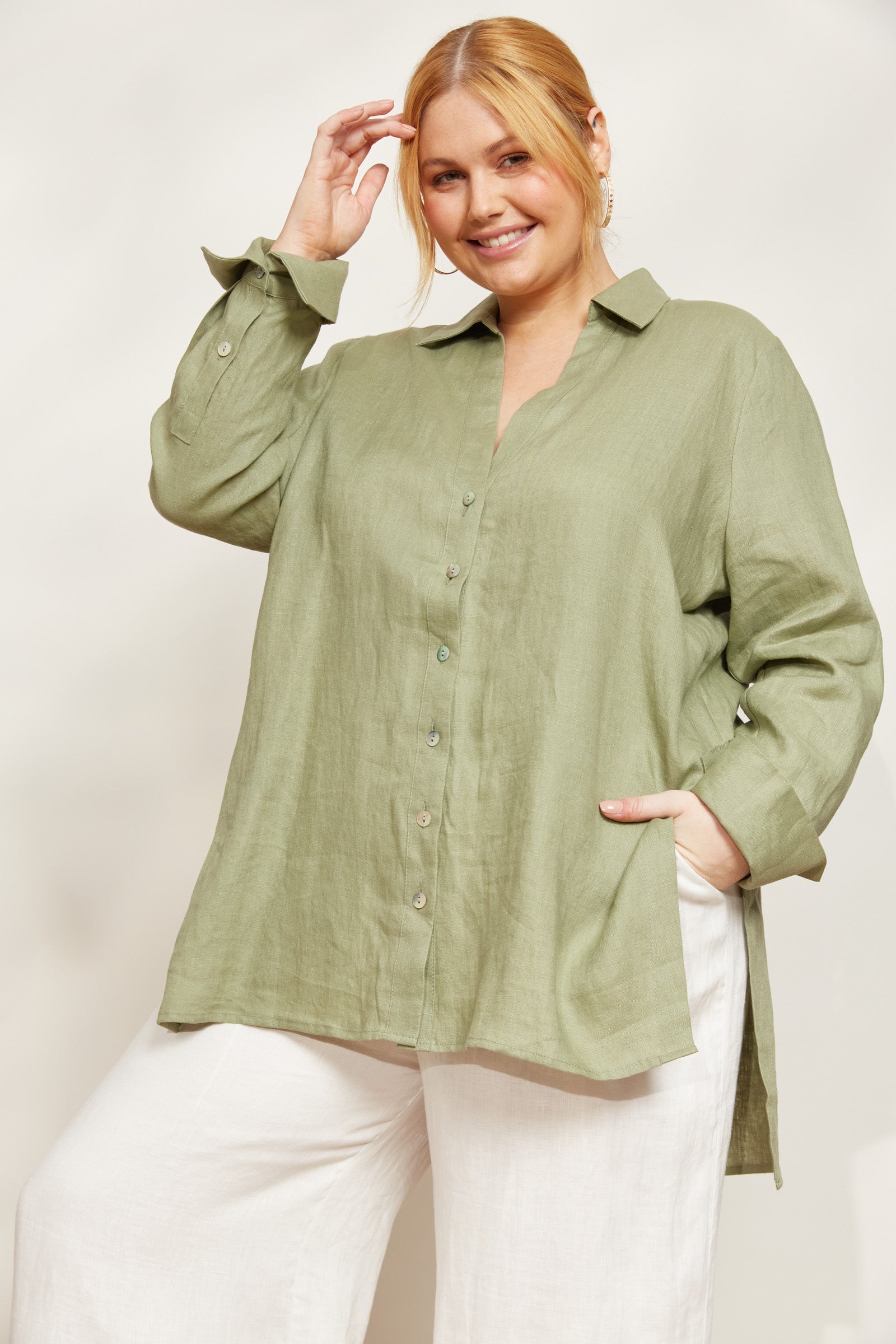 Sojourn Shirt - Aloe - eb&ive Clothing - Shirt L/S Linen