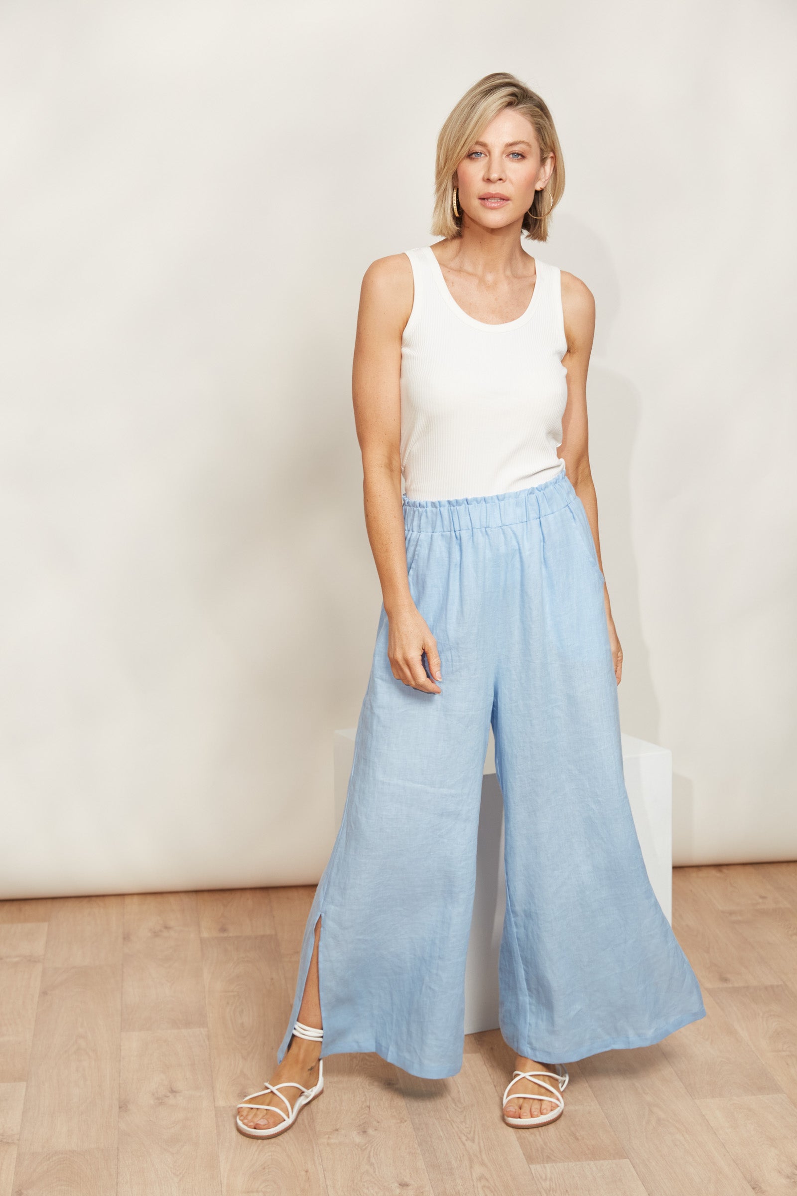 Sojourn Pant - Coast - eb&ive Clothing - Pant Wide Linen