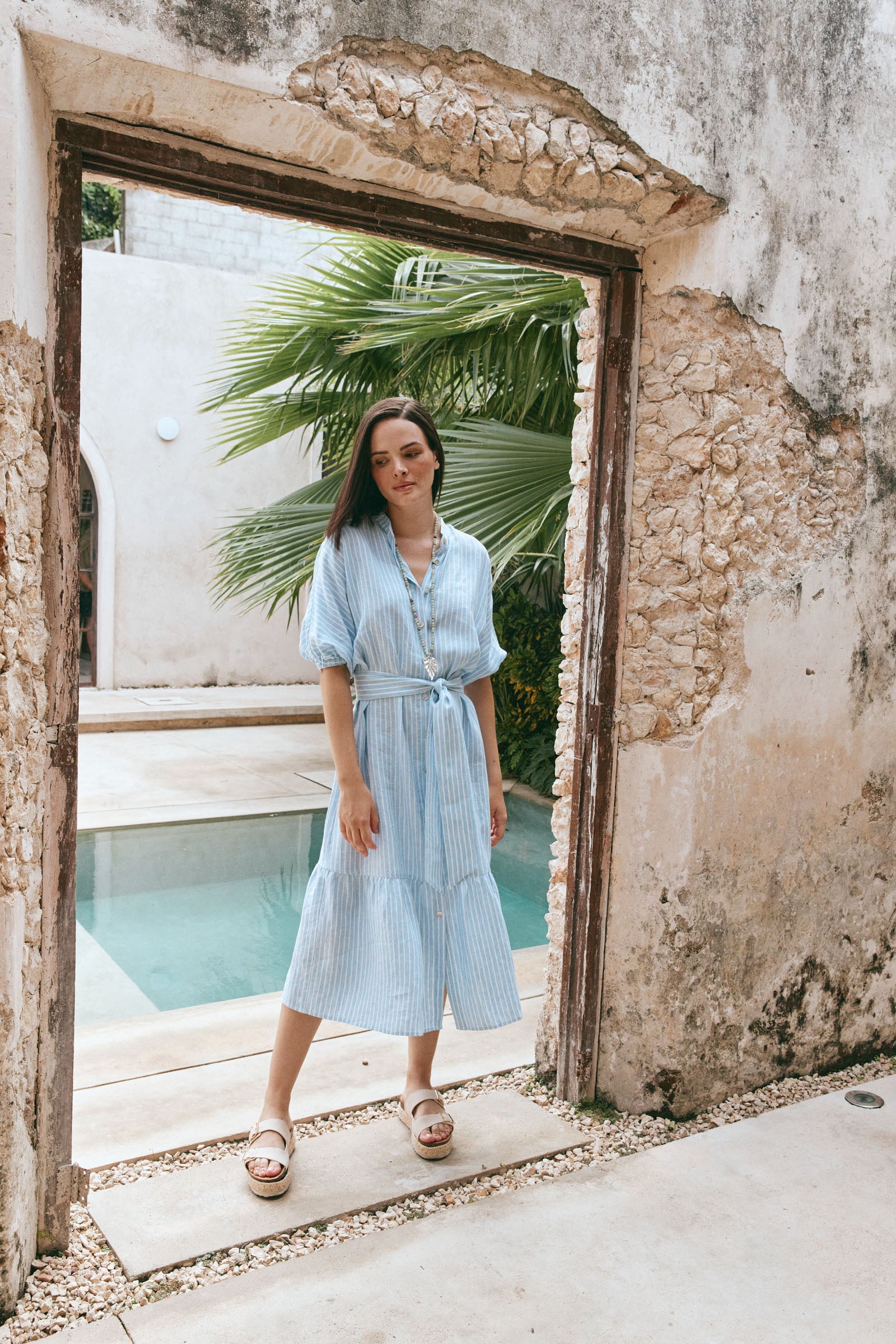 Sojourn Stripe Dress - Coast - eb&ive Clothing - Dress Maxi Linen