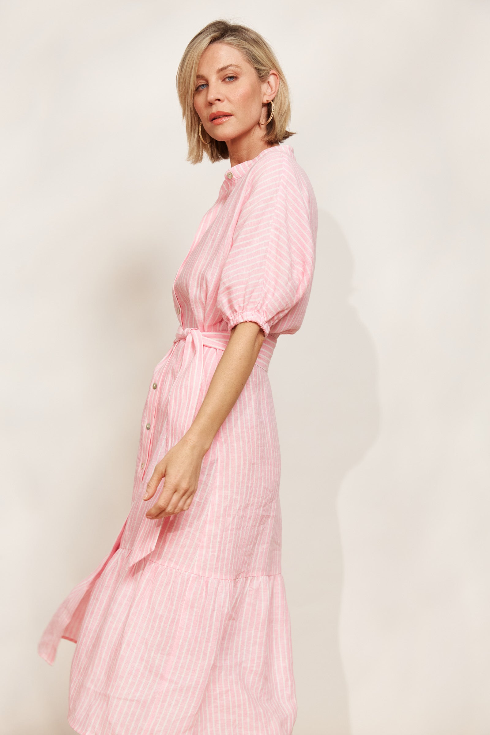 Sojourn Stripe Dress - Cameo - eb&ive Clothing - Dress Maxi Linen