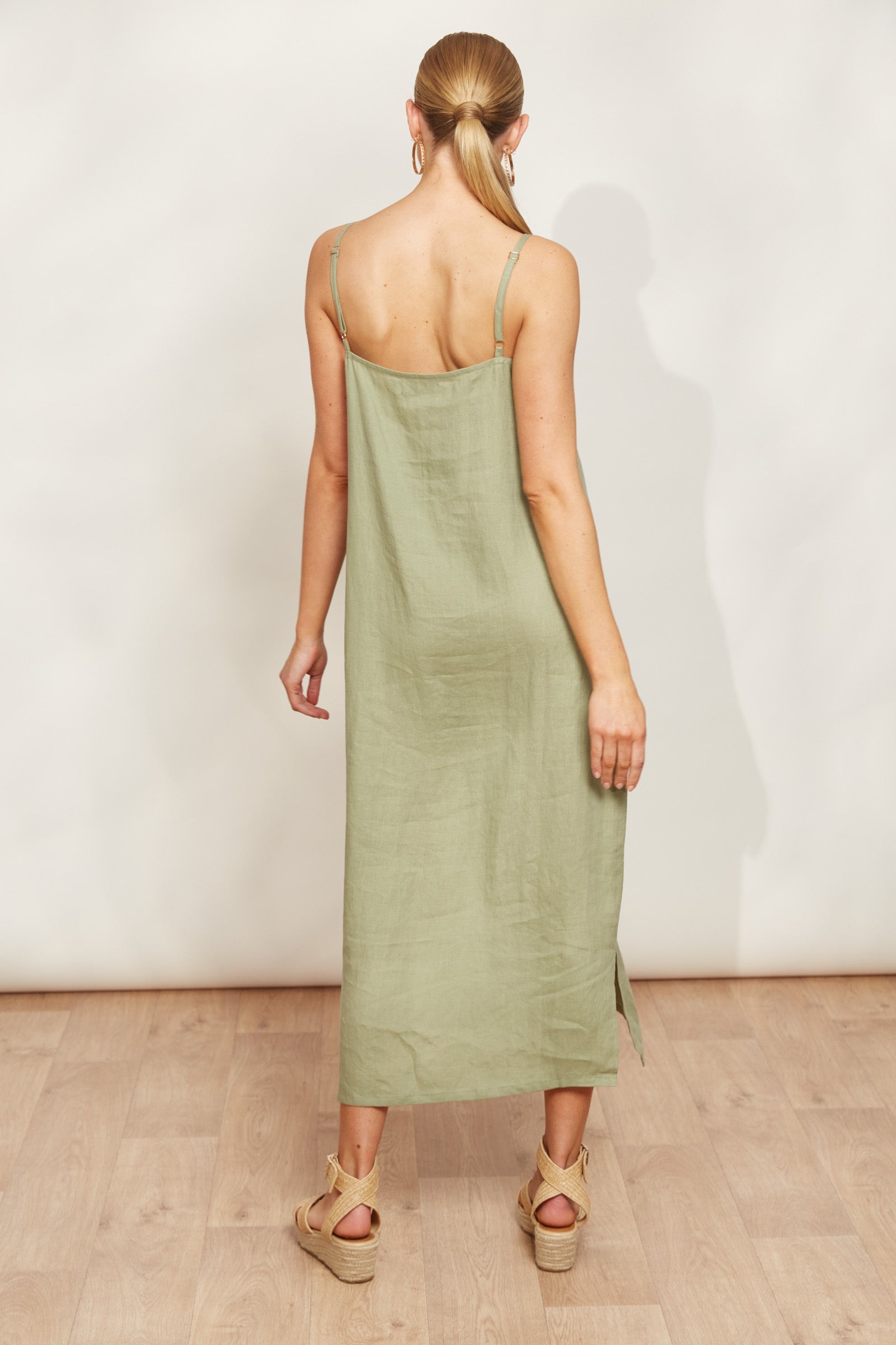 Sojourn Tank Maxi - Aloe - eb&ive Clothing - Dress Strappy Maxi Linen