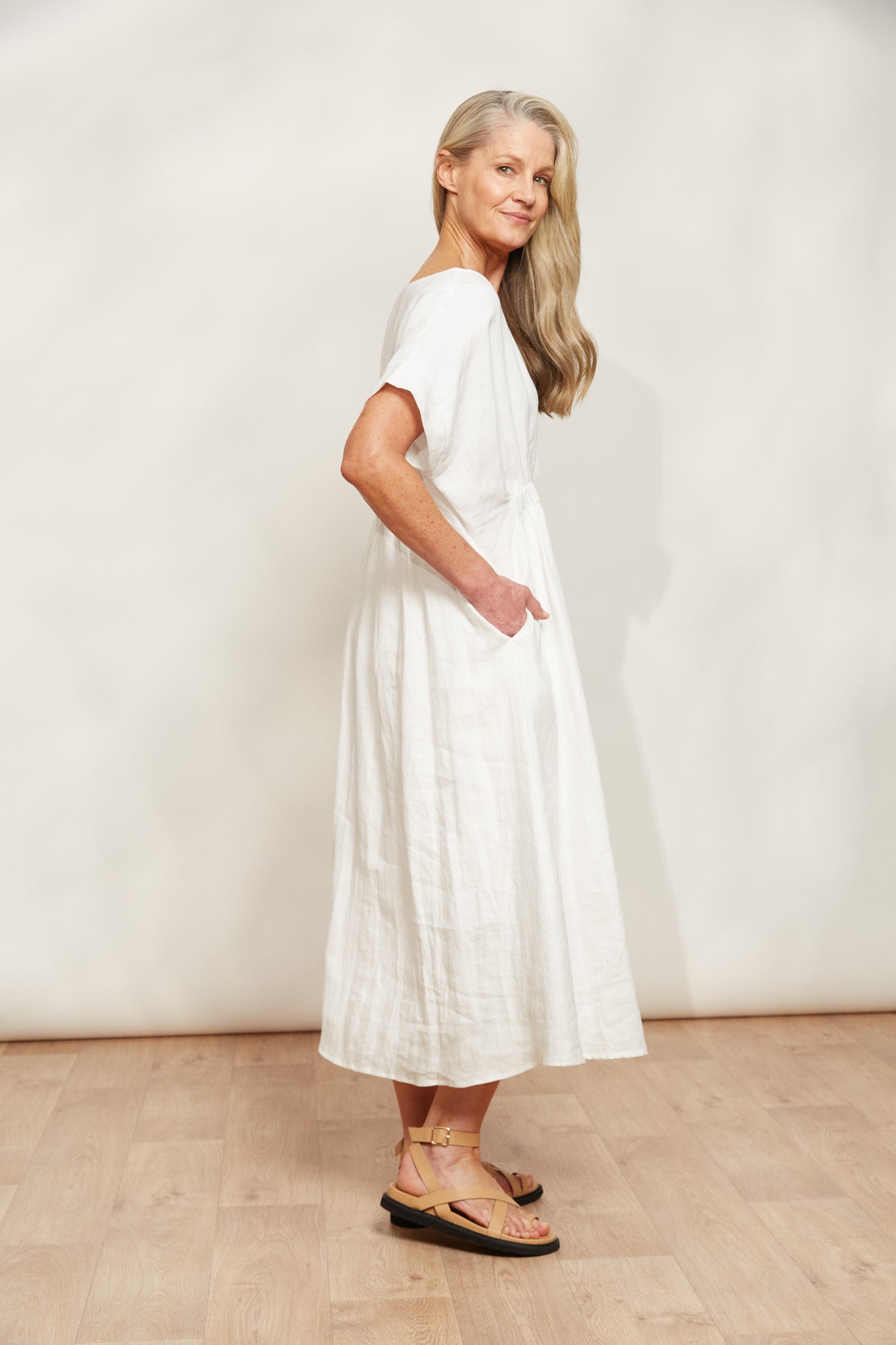 Sojourn Dress - Opal - eb&ive Clothing - Dress Mid Linen